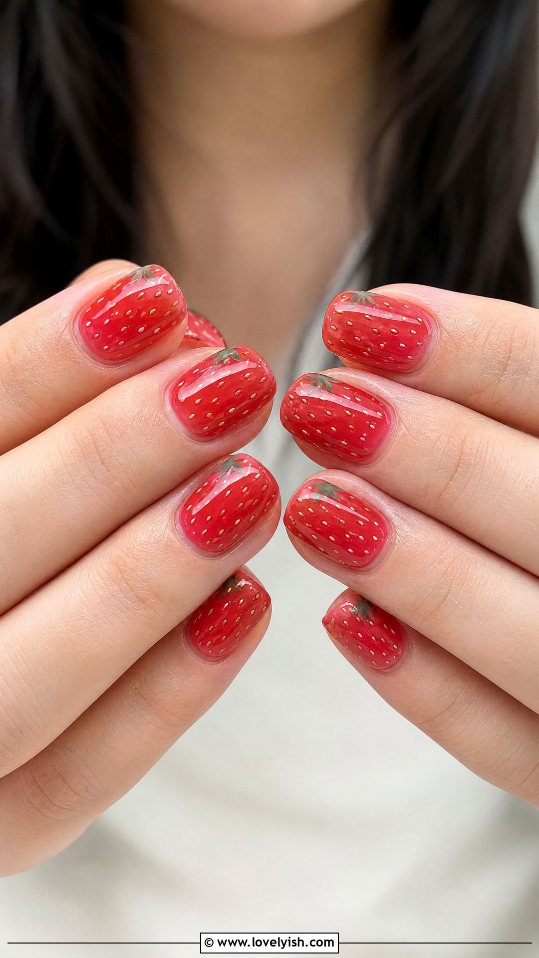 Sheer Jelly Strawberry Nails - 50 cute nails - 50 cute nails