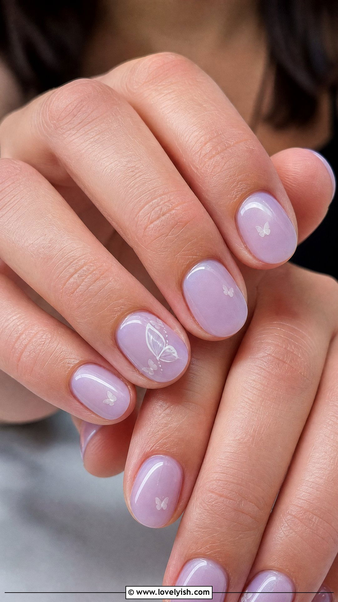 Sheer Lilac Butterfly Accent Nails - 50 dainty nails - 50 dainty nails