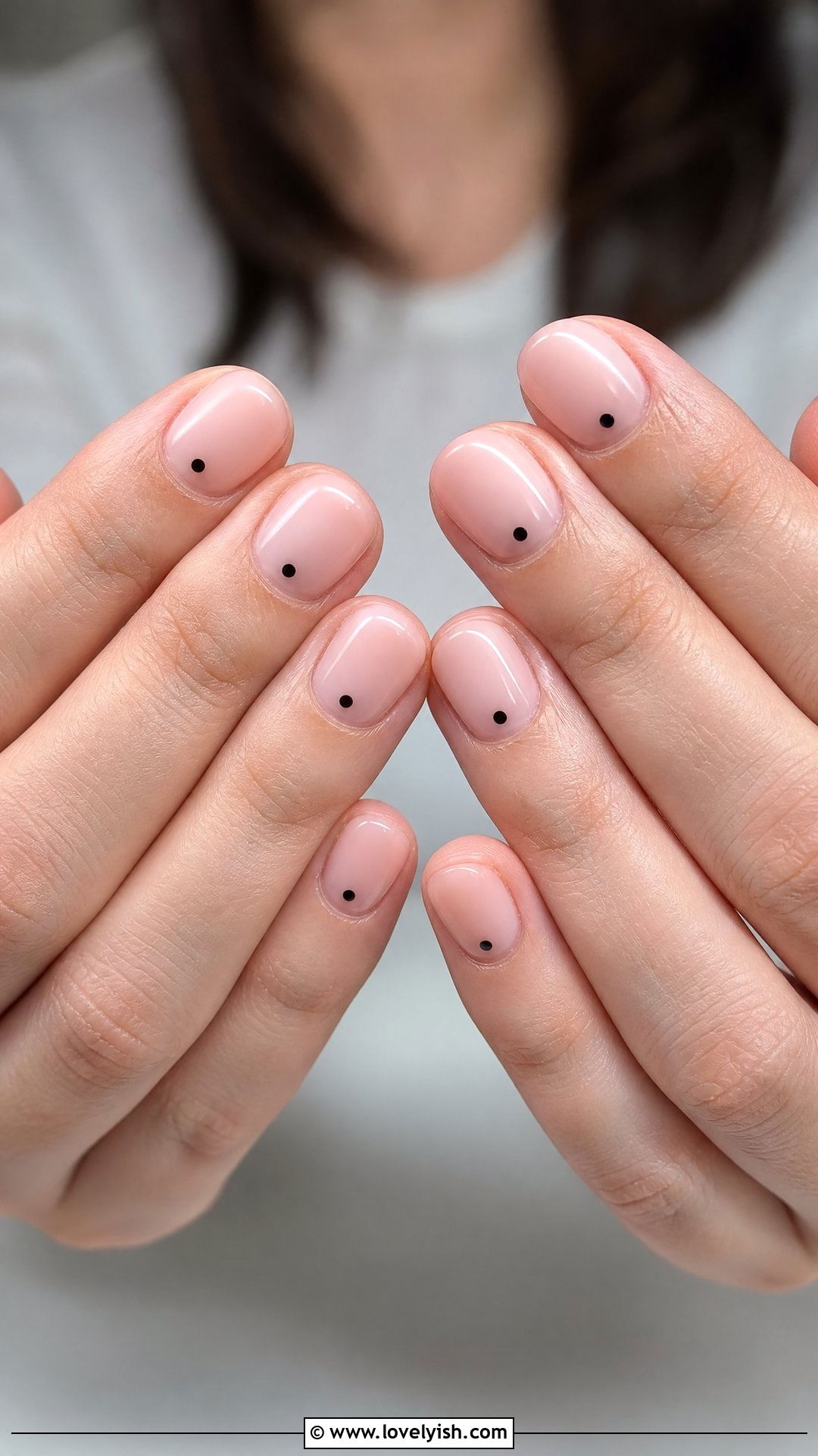 Sheer Nail With Single Black Dot - 42 minimalist nail art - 42 minimalist nail art