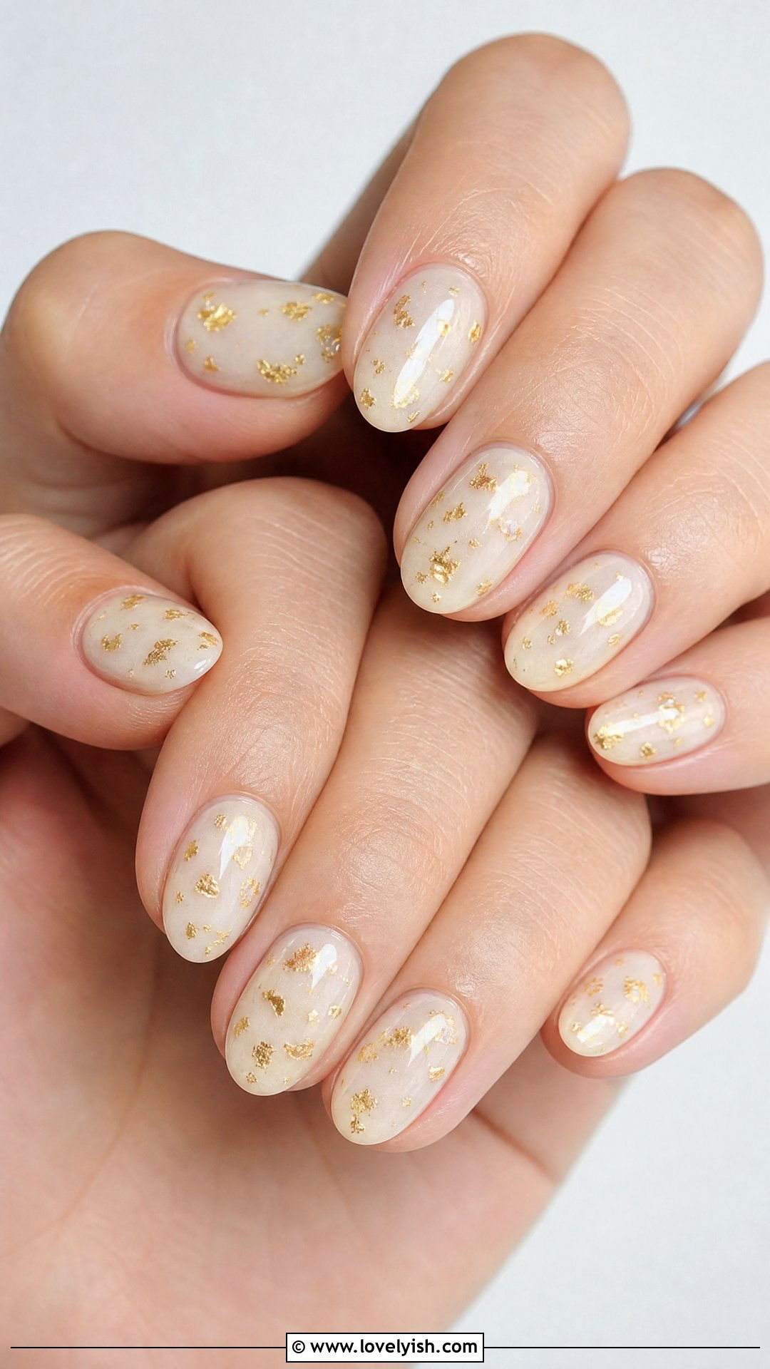 Sheer Nude with Gold Flake Everyday Nails - 50 everyday nails - 50 everyday nails