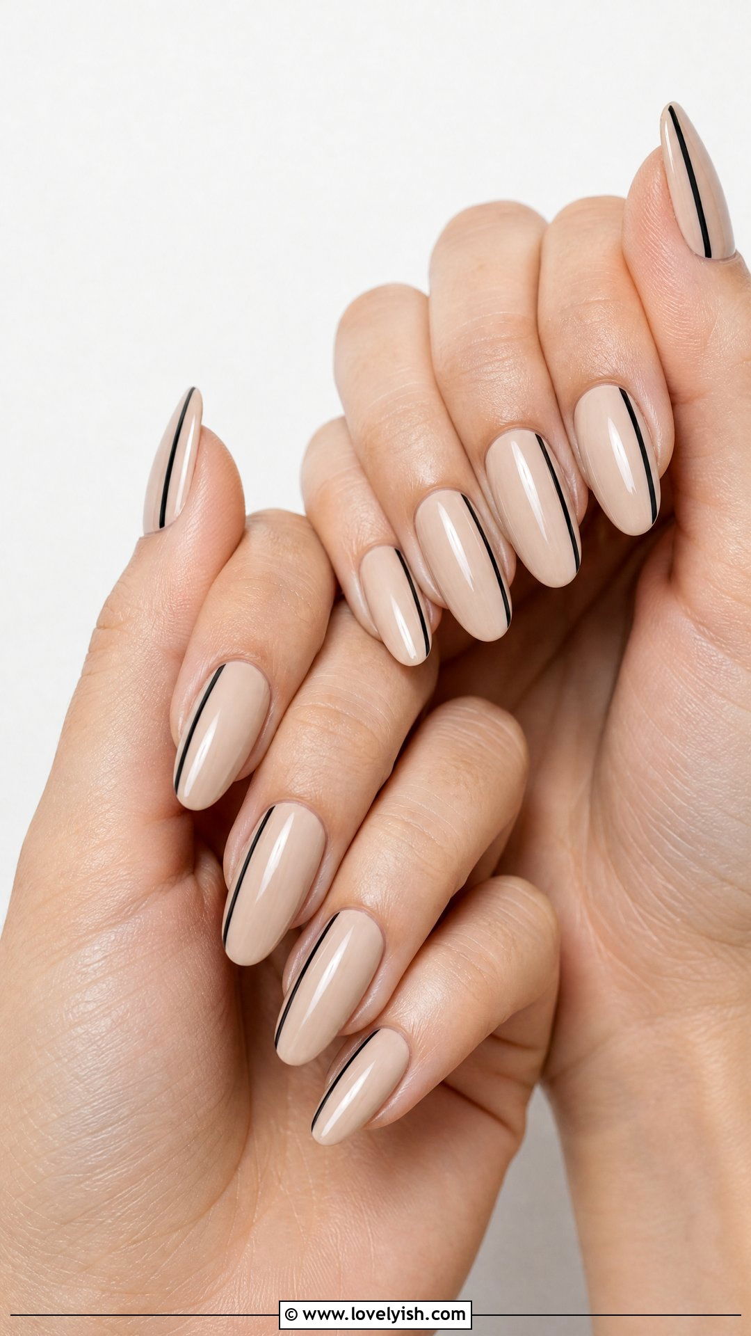 Sheer Nude with Side Stripe Nails - 42 minimalist nail art - 42 minimalist nail art