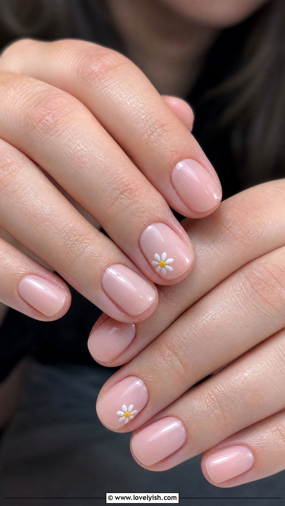 Sheer Pink Daisy Accent Nails - 50 dainty nails - 50 dainty nails