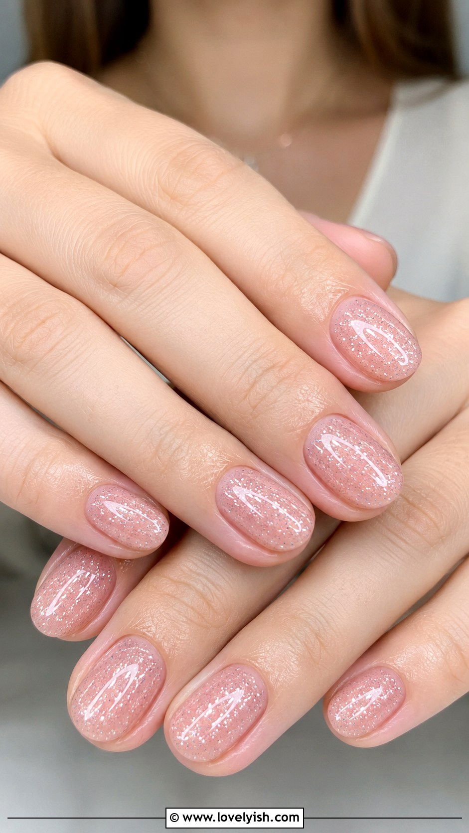 Sheer Pink Fine Glitter Nails - 50 glitter nails - 50 glitter nails