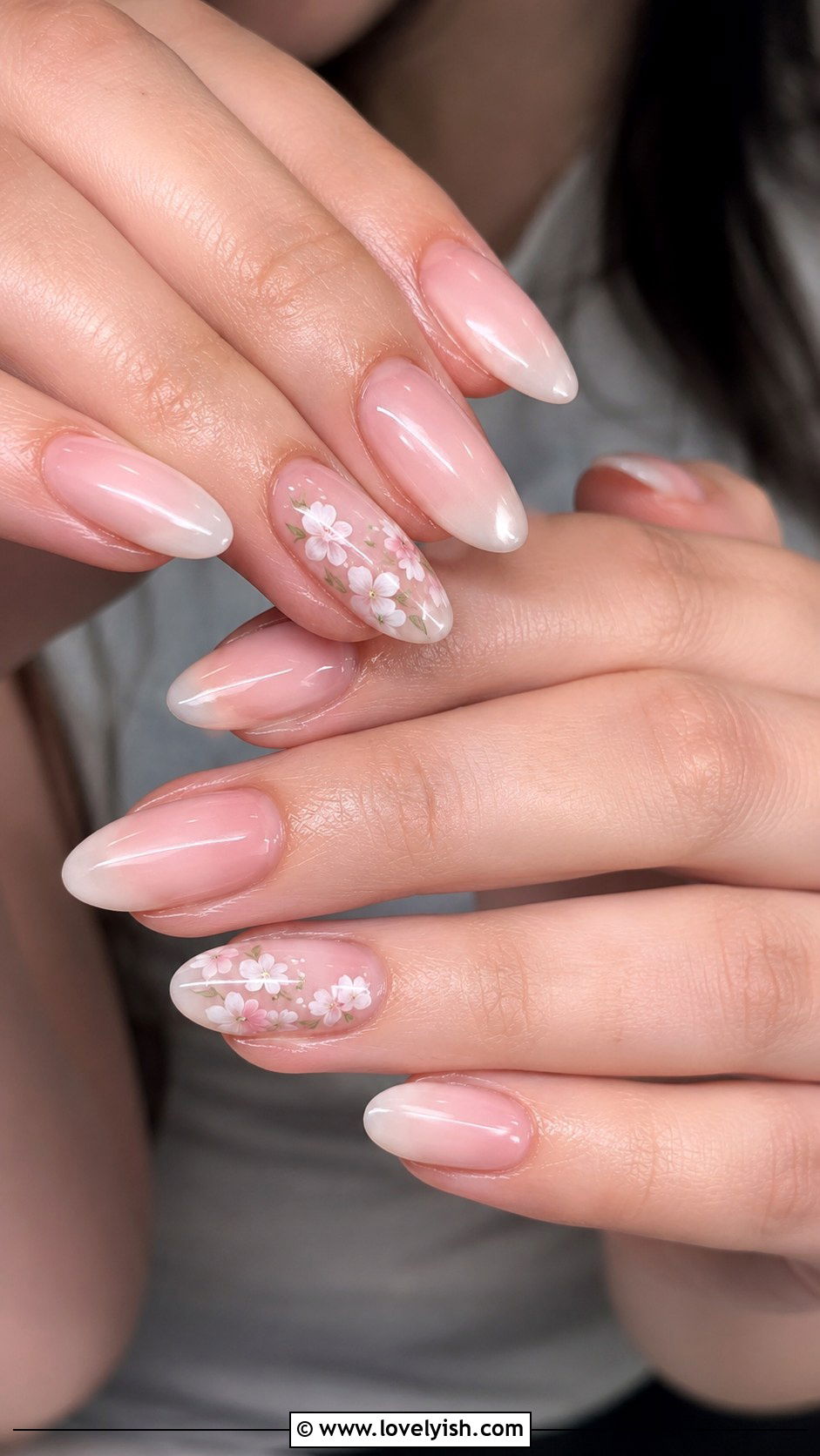Sheer Pink Floral Prom Nails - 50 prom nails - 50 prom nails