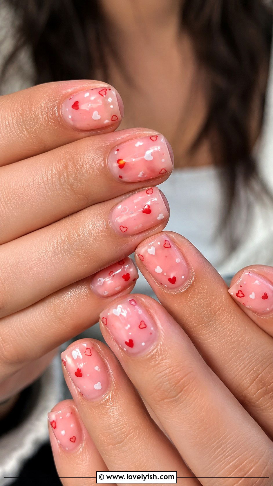 Sheer Pink Heart Nails - 35 nail art design ideas - 35 nail art design ideas