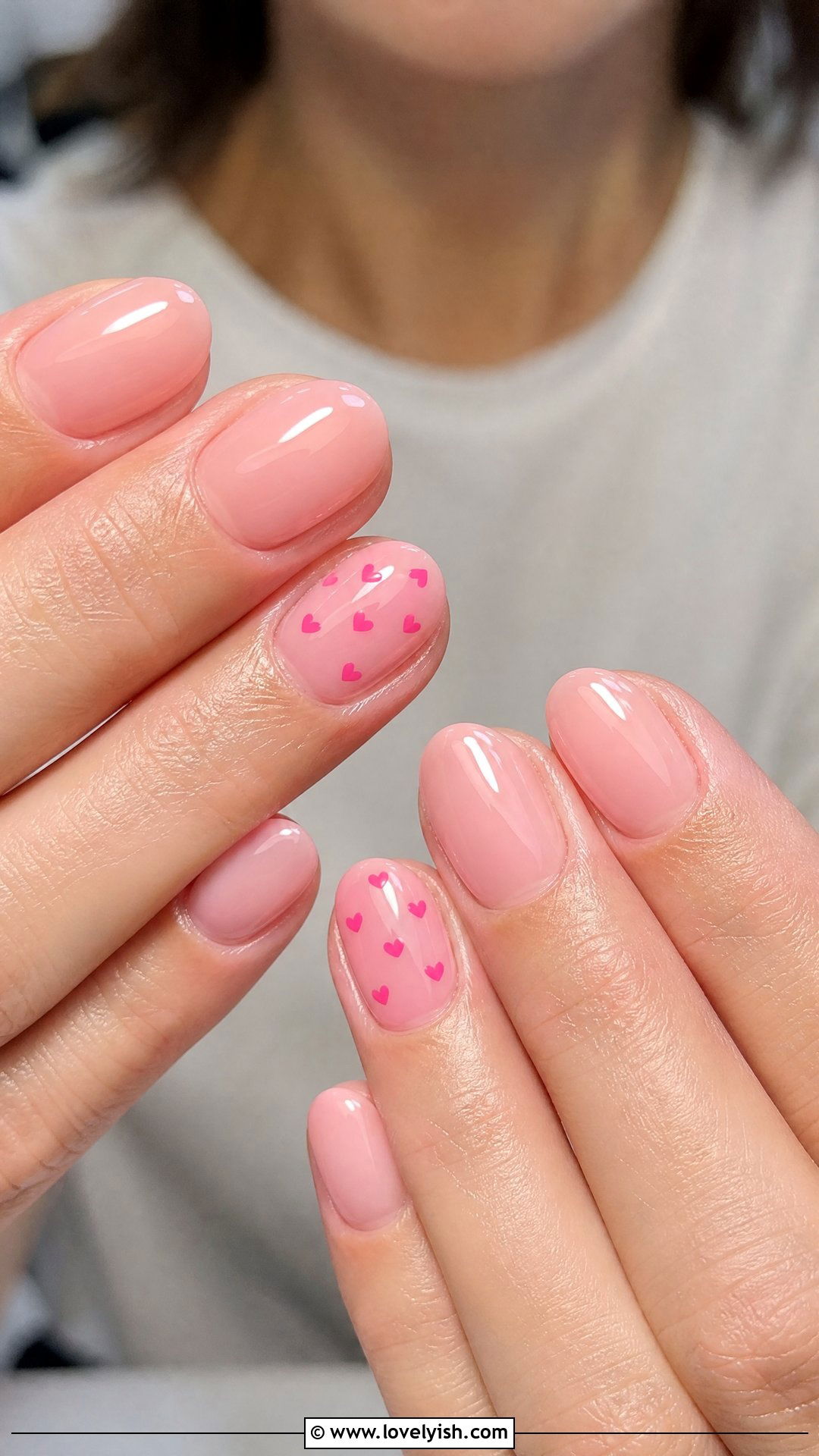 Sheer Pink Heart Nails - 50 cute nails - 50 cute nails