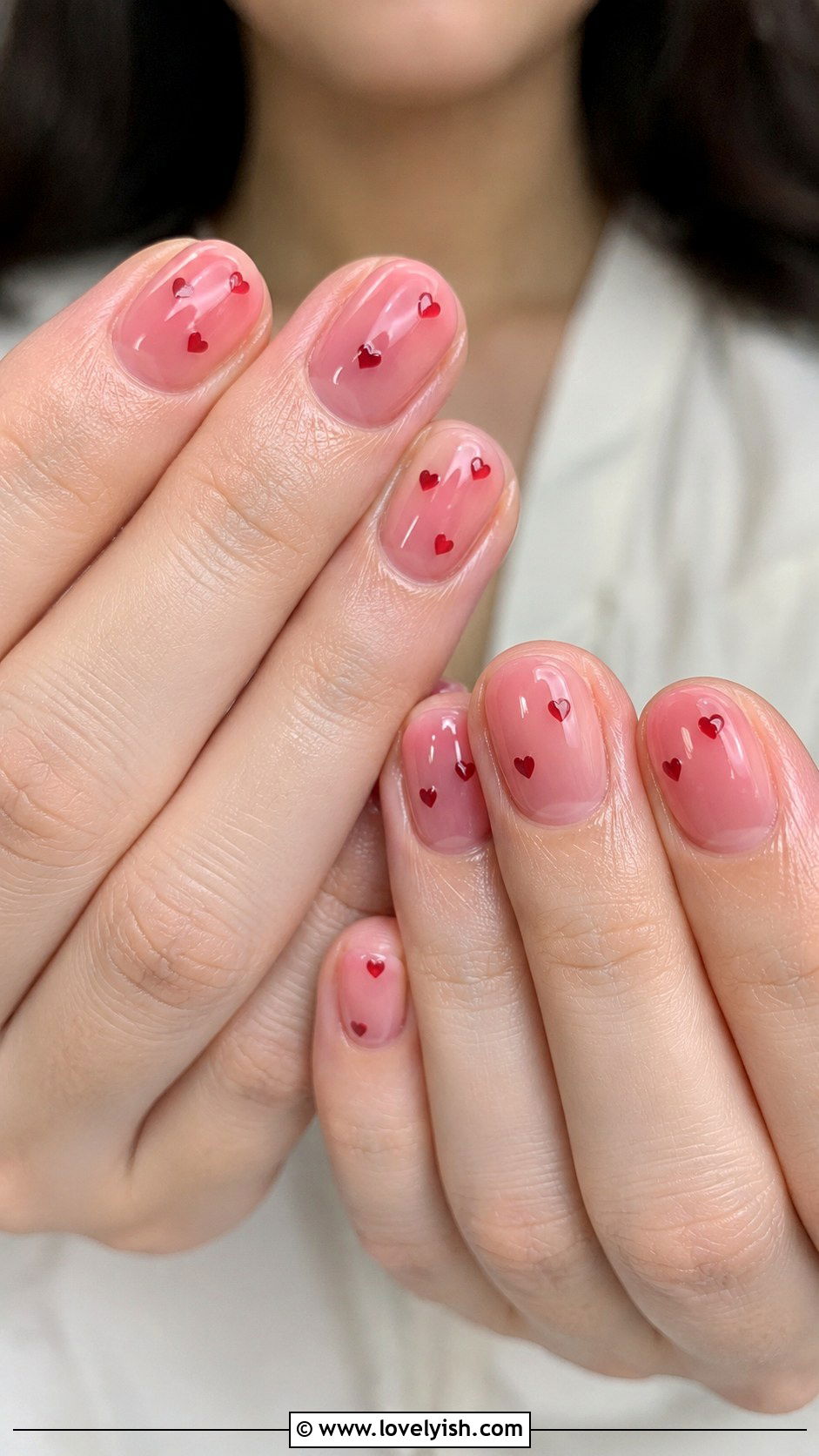 Sheer Pink Heart Nails - 33 easy nail designs for beginners - 33 easy nail designs for beginners