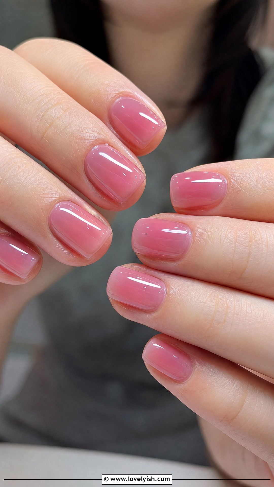 Sheer Pink Jelly Short Nails - 35 short nails designs - 35 short nails designs