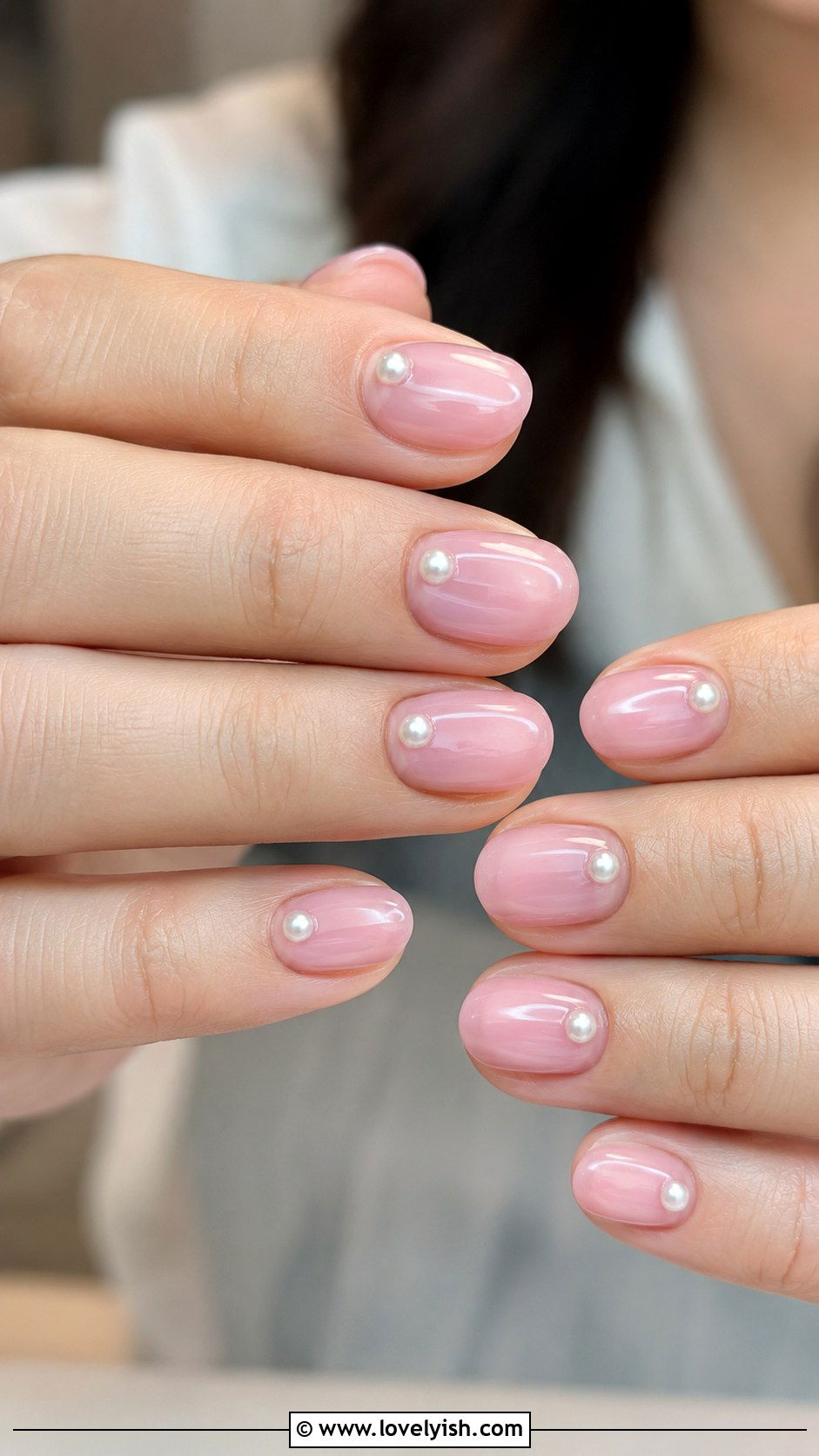 Sheer Pink Nails With Pearl Accent - 50 neutral nails - 50 neutral nails