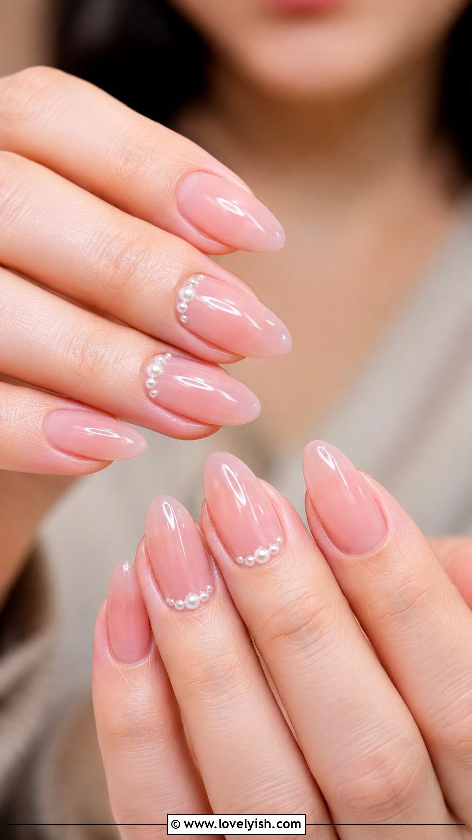 Sheer Pink Pearl Nails - 50 may nails - 50 may nails