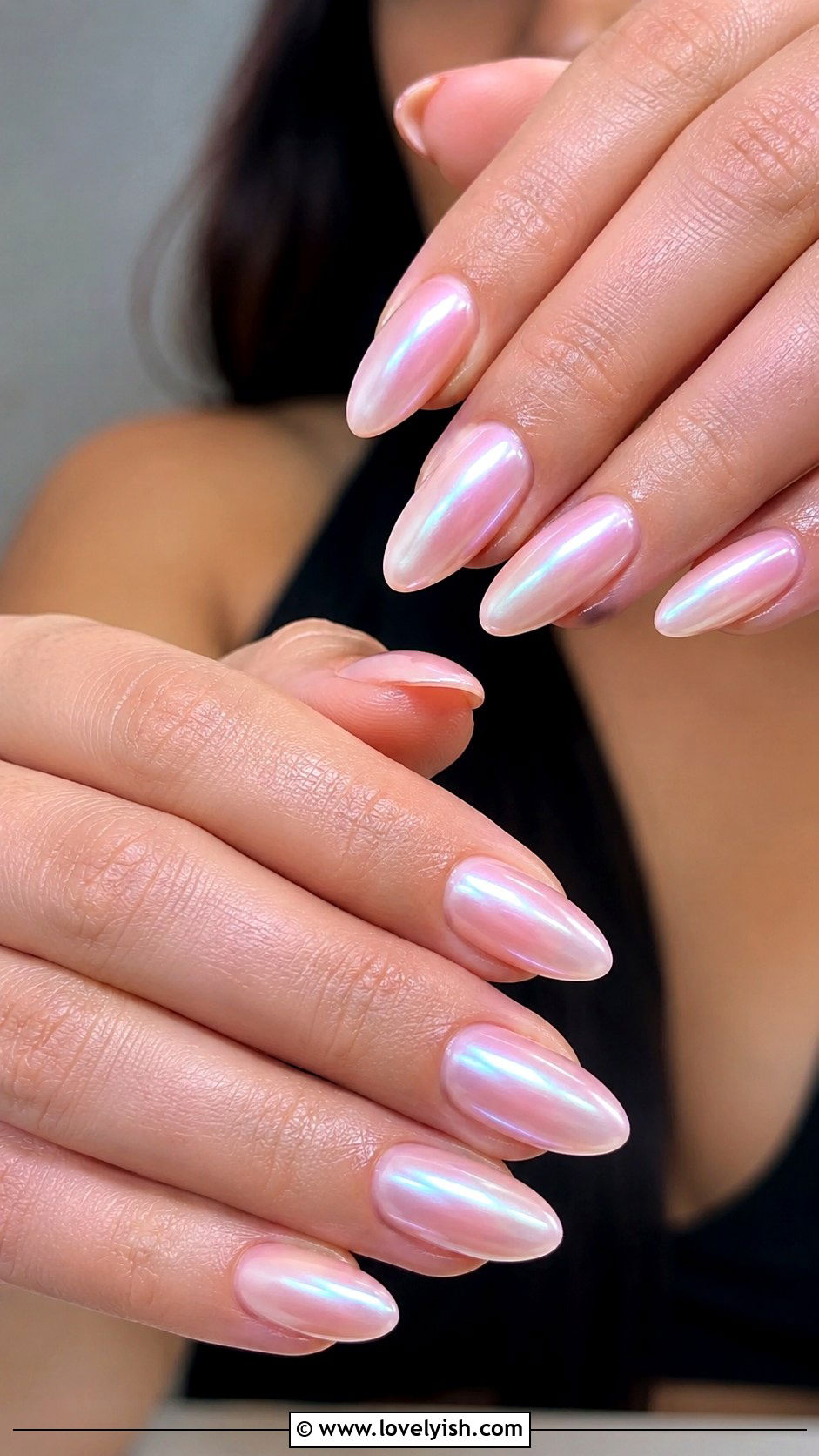 Sheer Pink Pearl Nails - 38 beach nail designs - 38 beach nail designs