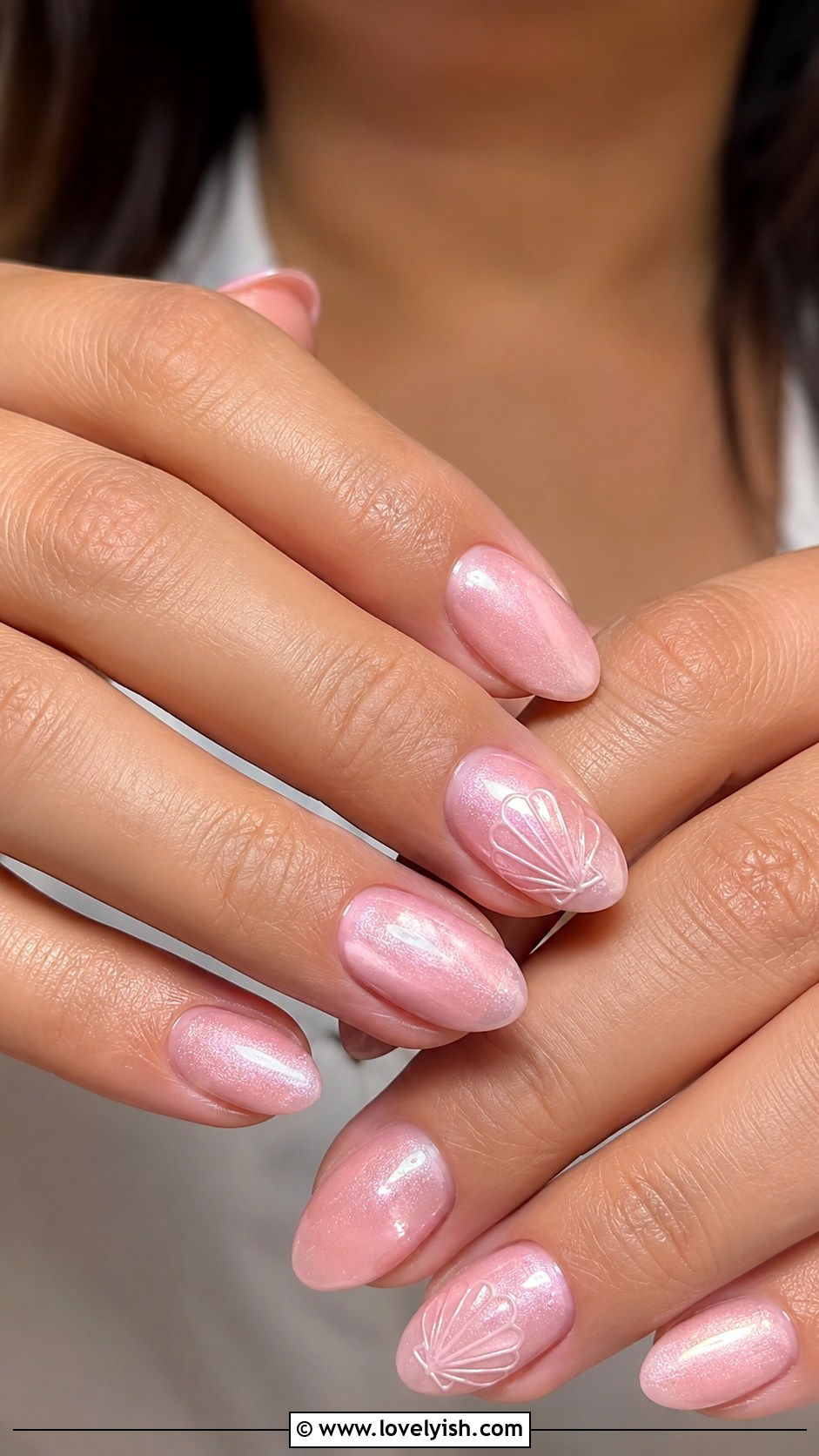 Sheer Pink Shell Nails - 50 beach nails - 50 beach nails