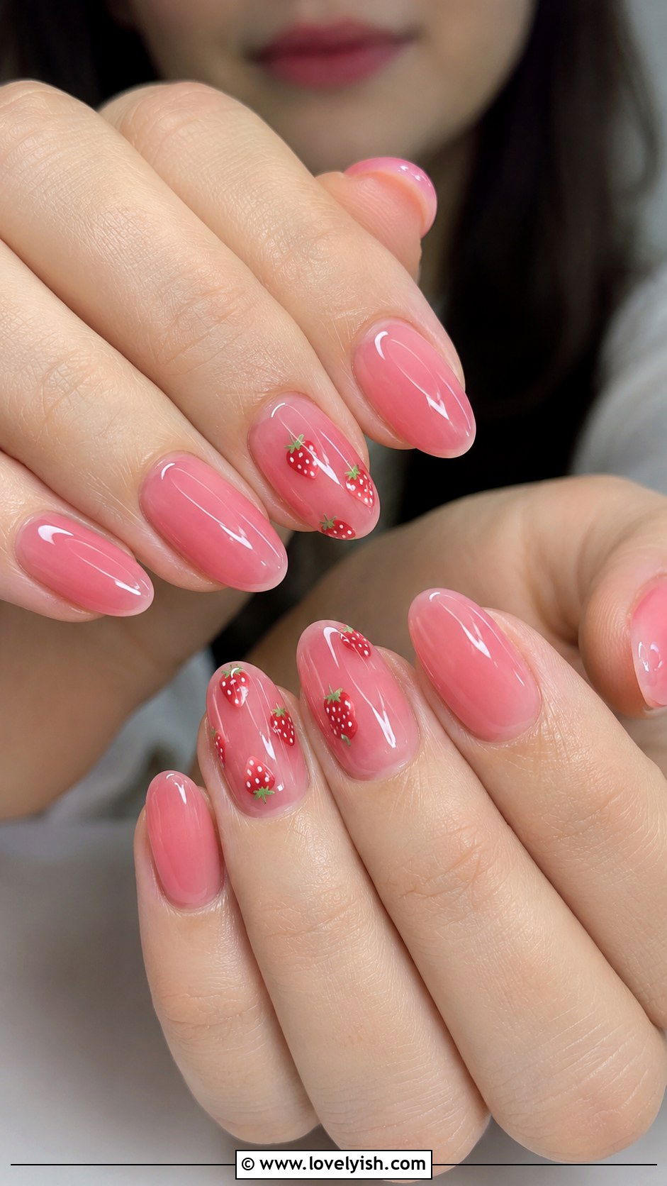 Sheer Pink Strawberry Gel X Nails - 50 gel x nails - 50 gel x nails