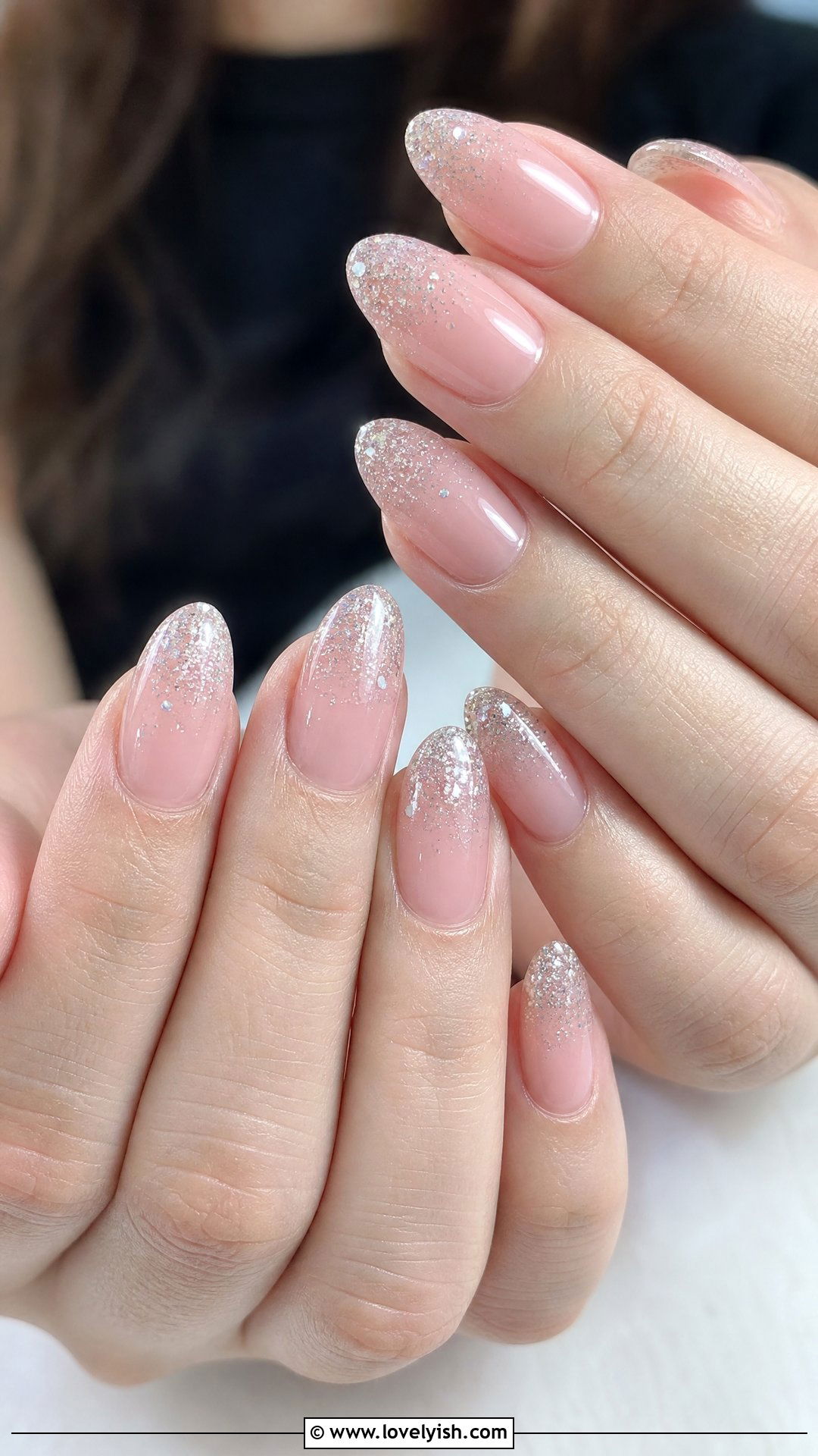Sheer Pink With Glitter Tip Engagement Nails - 50 engagement nails - 50 engagement nails