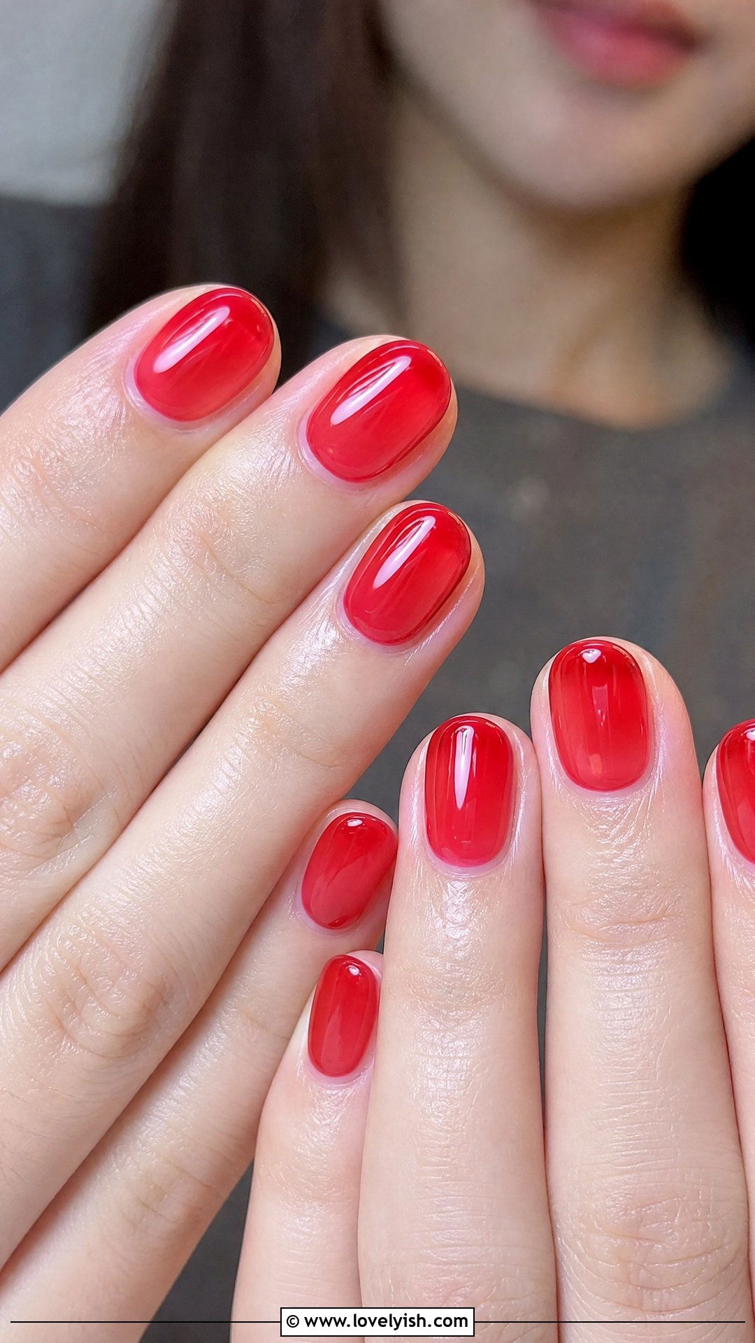 Sheer Red Jelly Nails - 50 red nails - 50 red nails