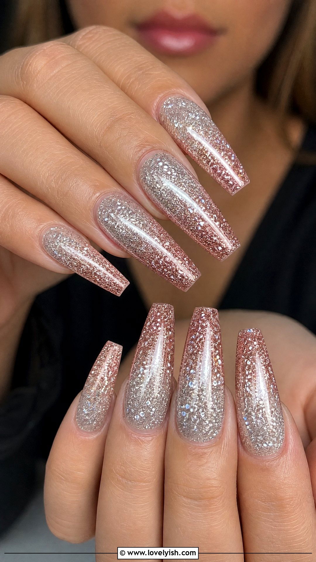 Shiny Disco Sequin Ombre Nails - 50 concert nails - 50 concert nails