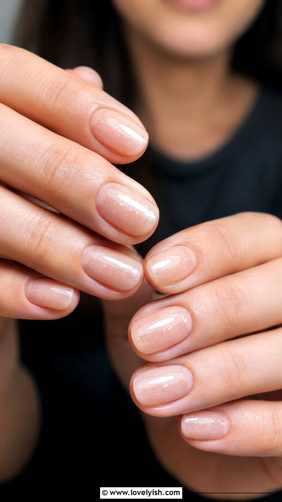 Short Oval Nails With Nude and Shimmer - 50 oval nails - 50 oval nails