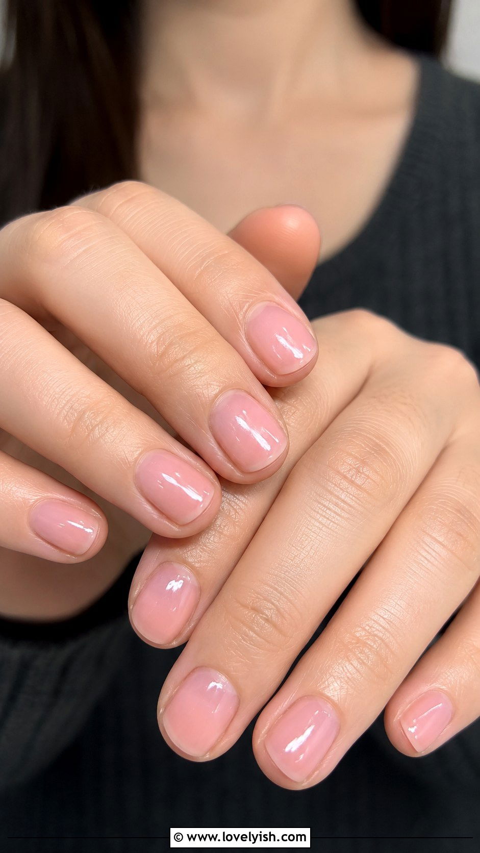 Short Round Nails With Sheer Blush - 50 natural nails - 50 natural nails