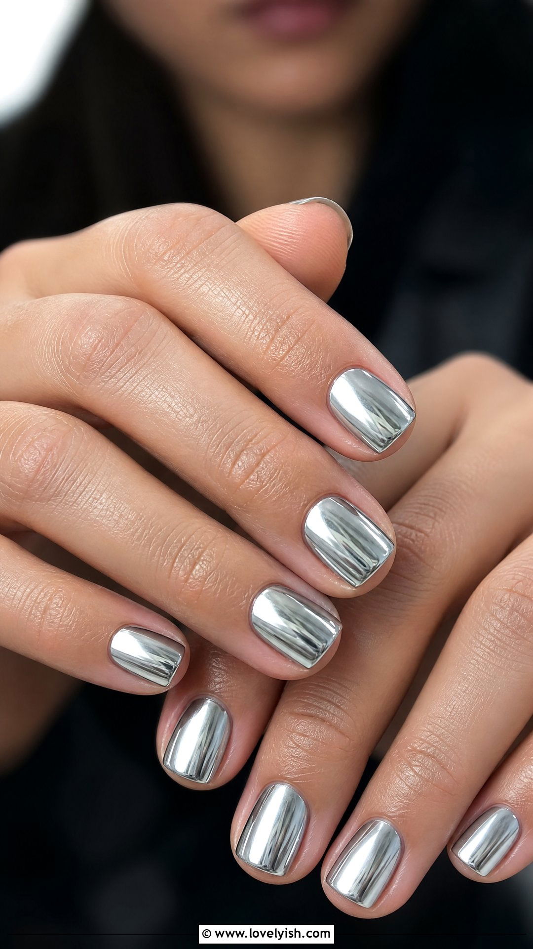 Short Square Silver Chrome Nails - 50 silver chrome nails - 50 silver chrome nails