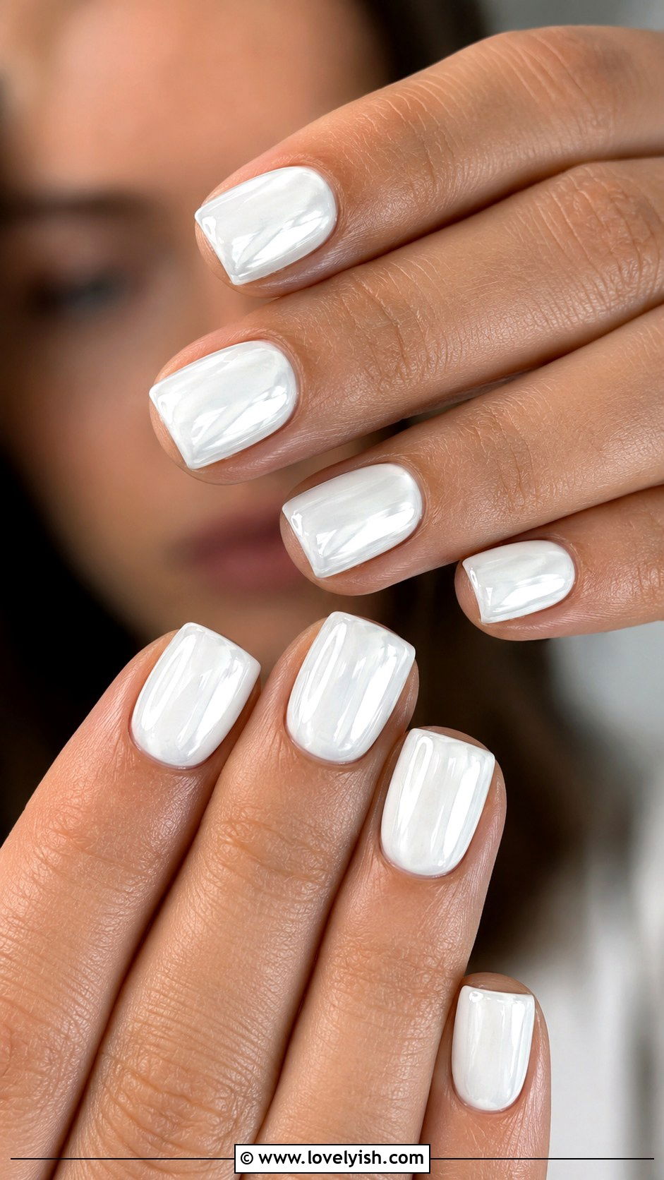 Short Square White Chrome Nails - 50 white chrome nails - 50 white chrome nails
