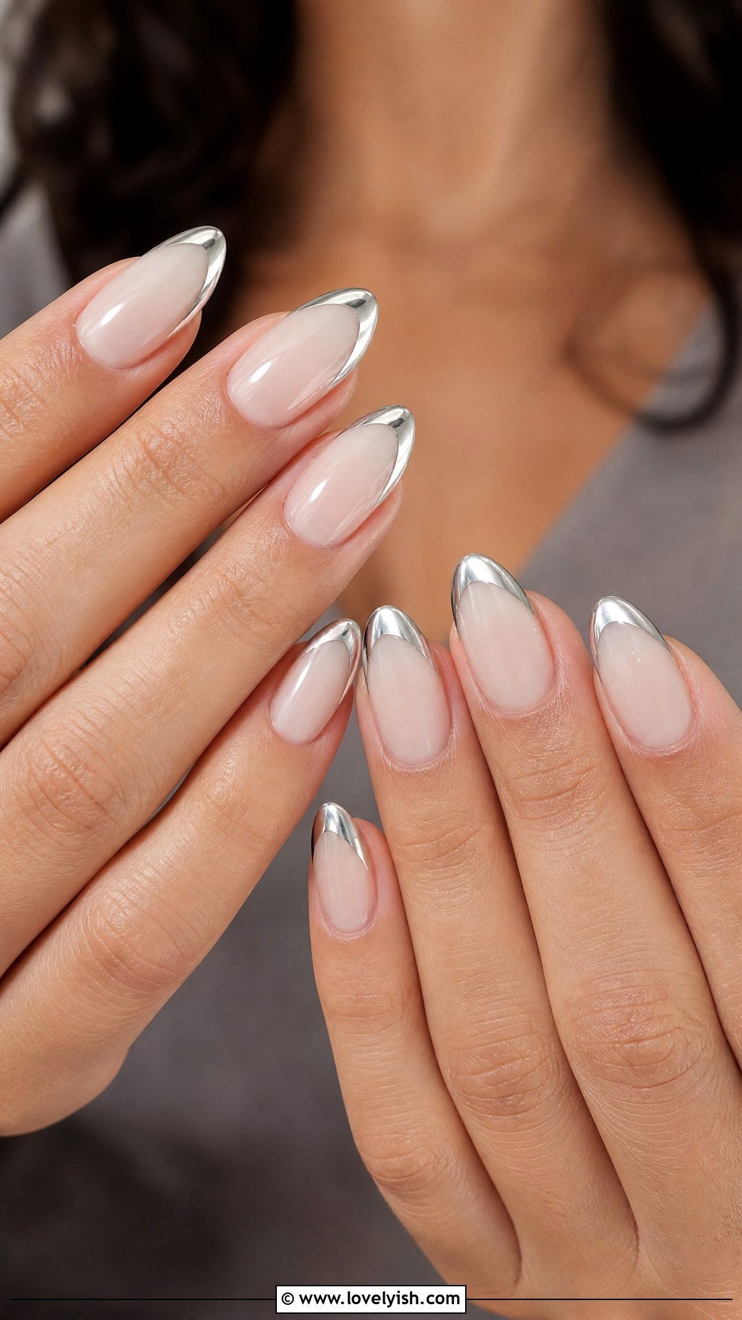 Side French Chrome Tip Nails - 50 chrome french tip nails - 50 chrome french tip nails