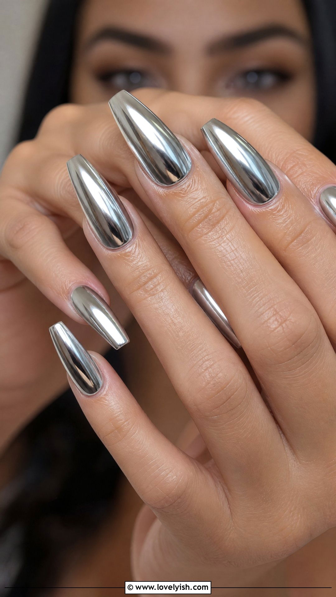 Silver Ballerina Chrome Nails - 50 silver nails - 50 silver nails