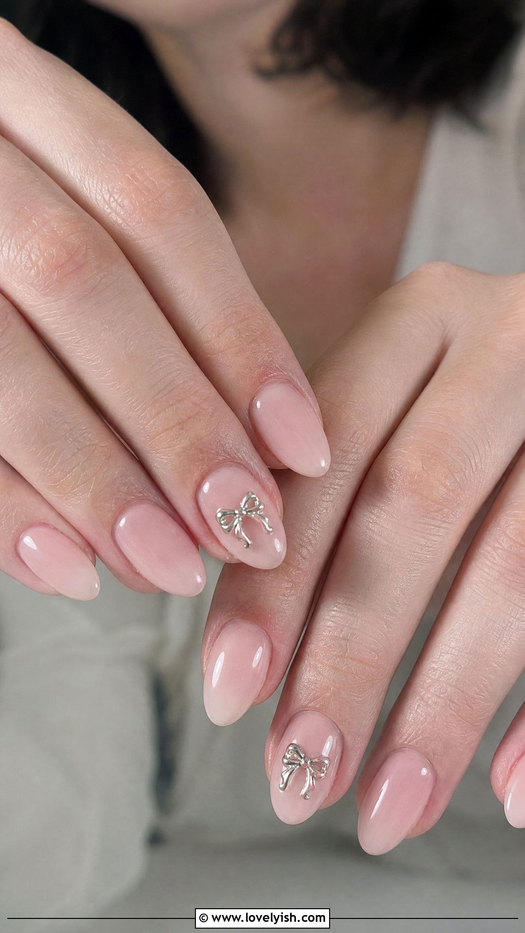 Silver Bow Accent Nails - 50 silver nails - 50 silver nails