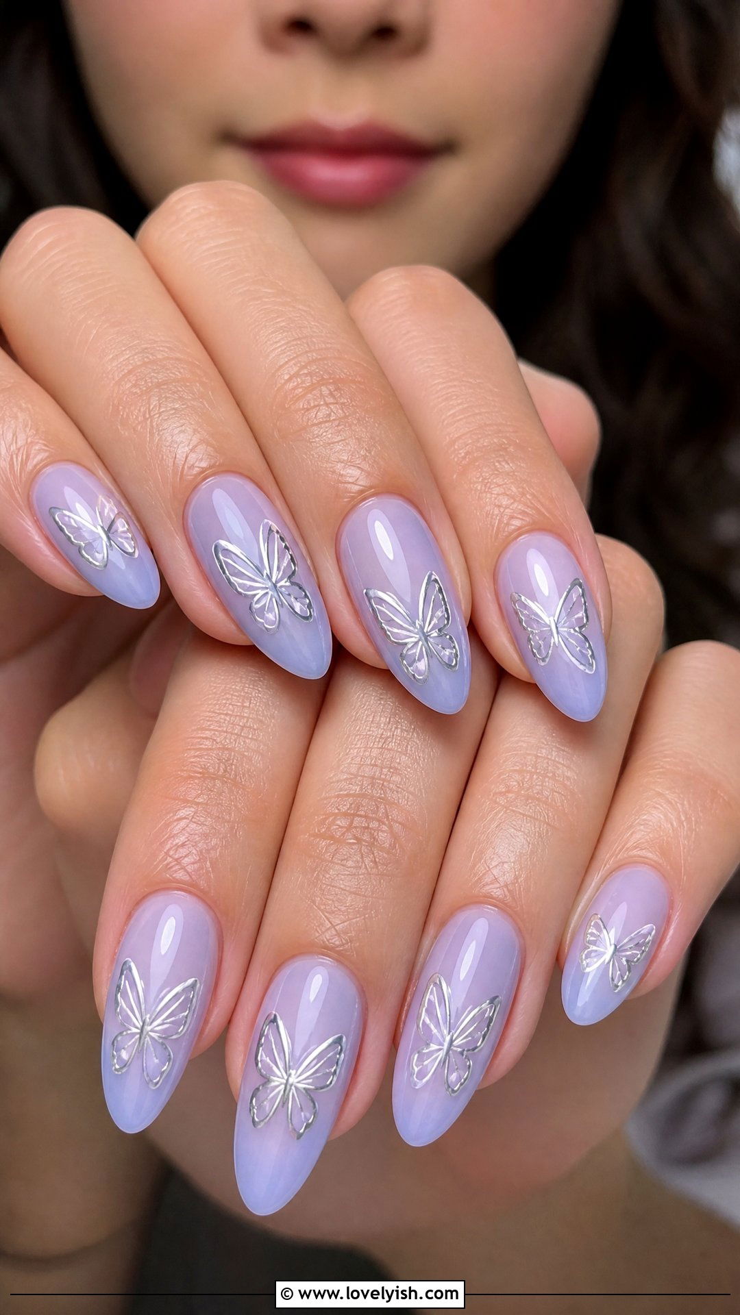 Silver Butterfly Nails - 25 silver nail designs - 25 silver nail designs