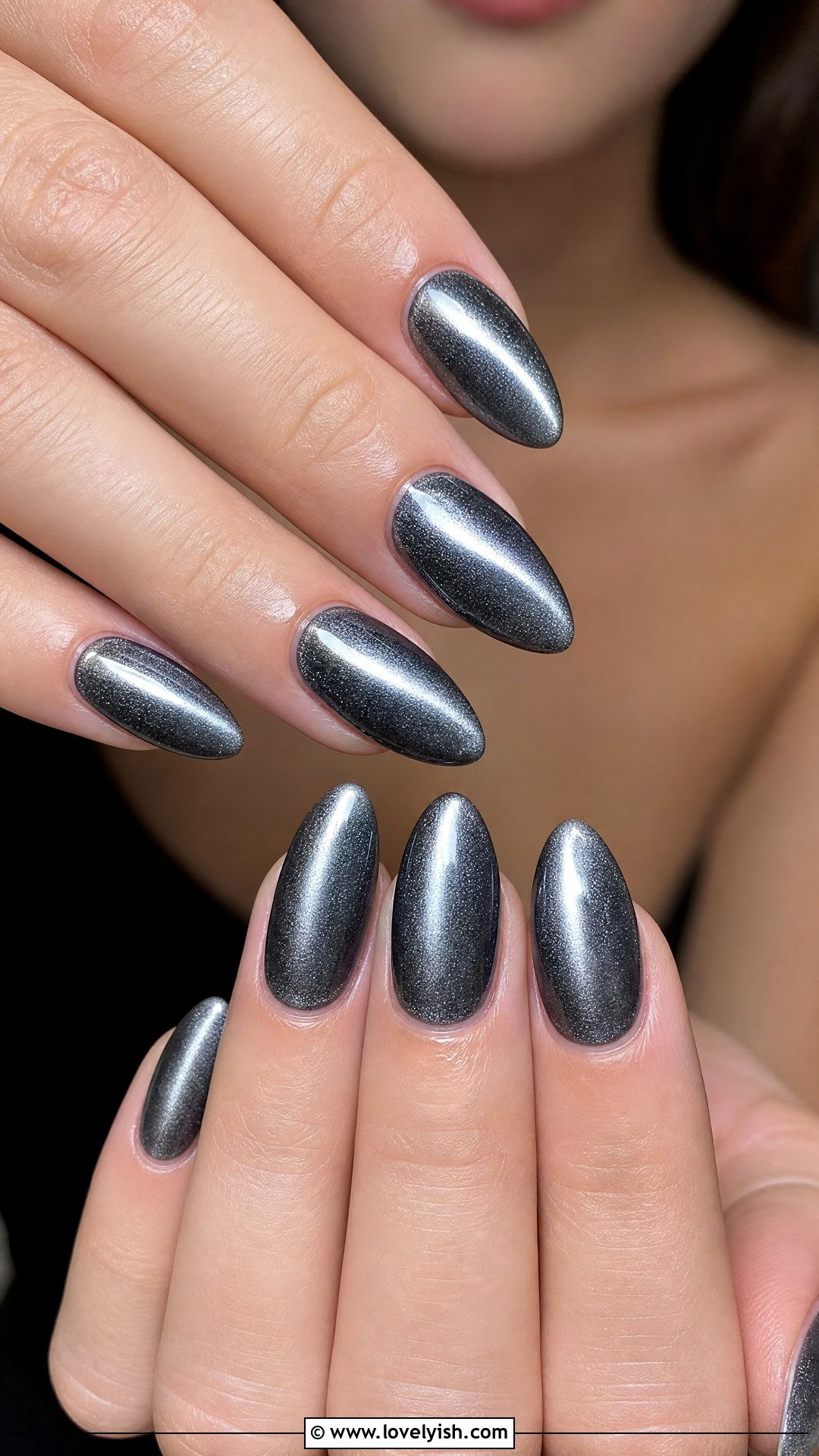 Silver Cat Eye Nails - 50 silver nails - 50 silver nails