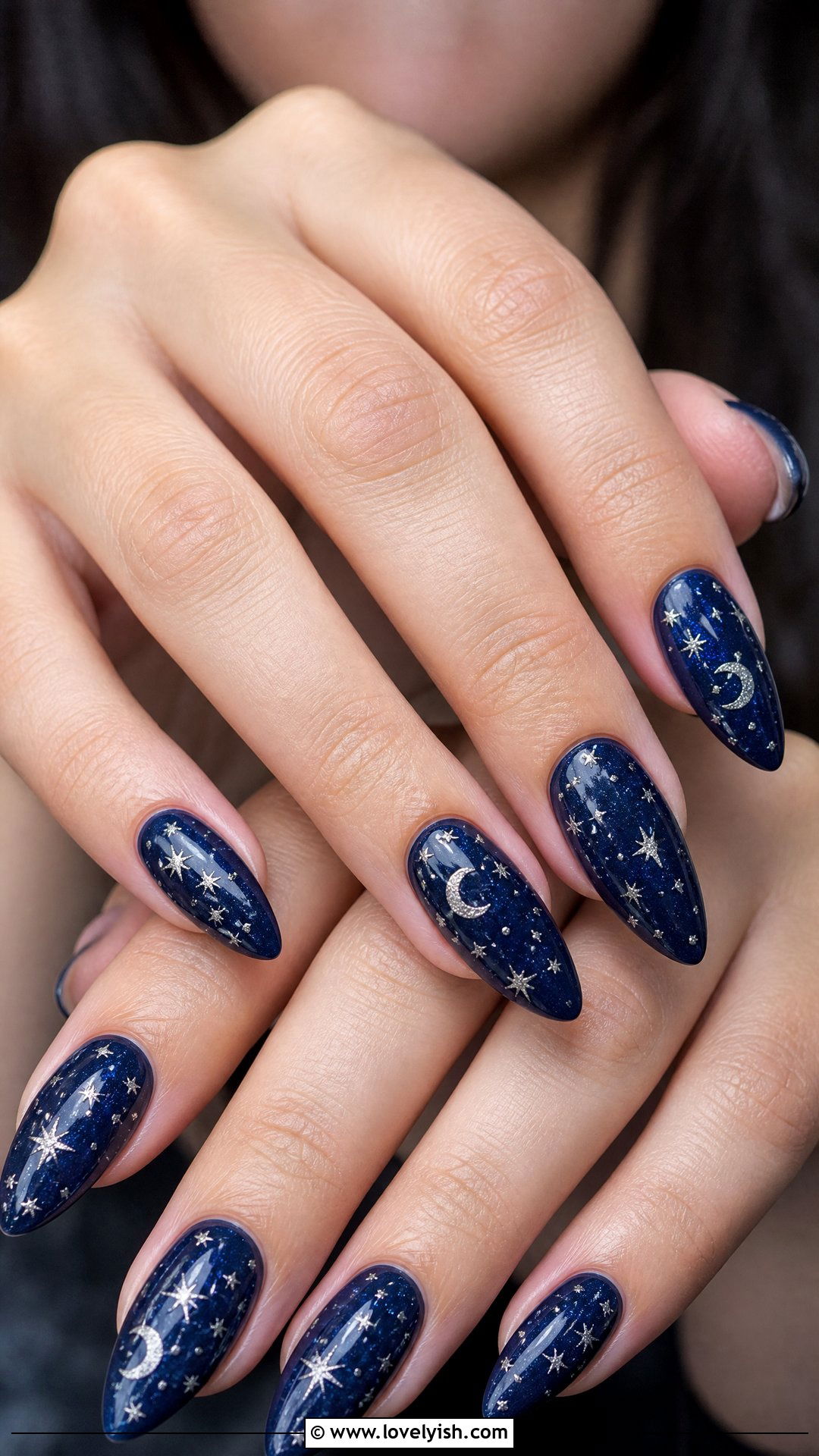 Silver Celestial Star Nails - 50 sparkly silver nails - 50 sparkly silver nails