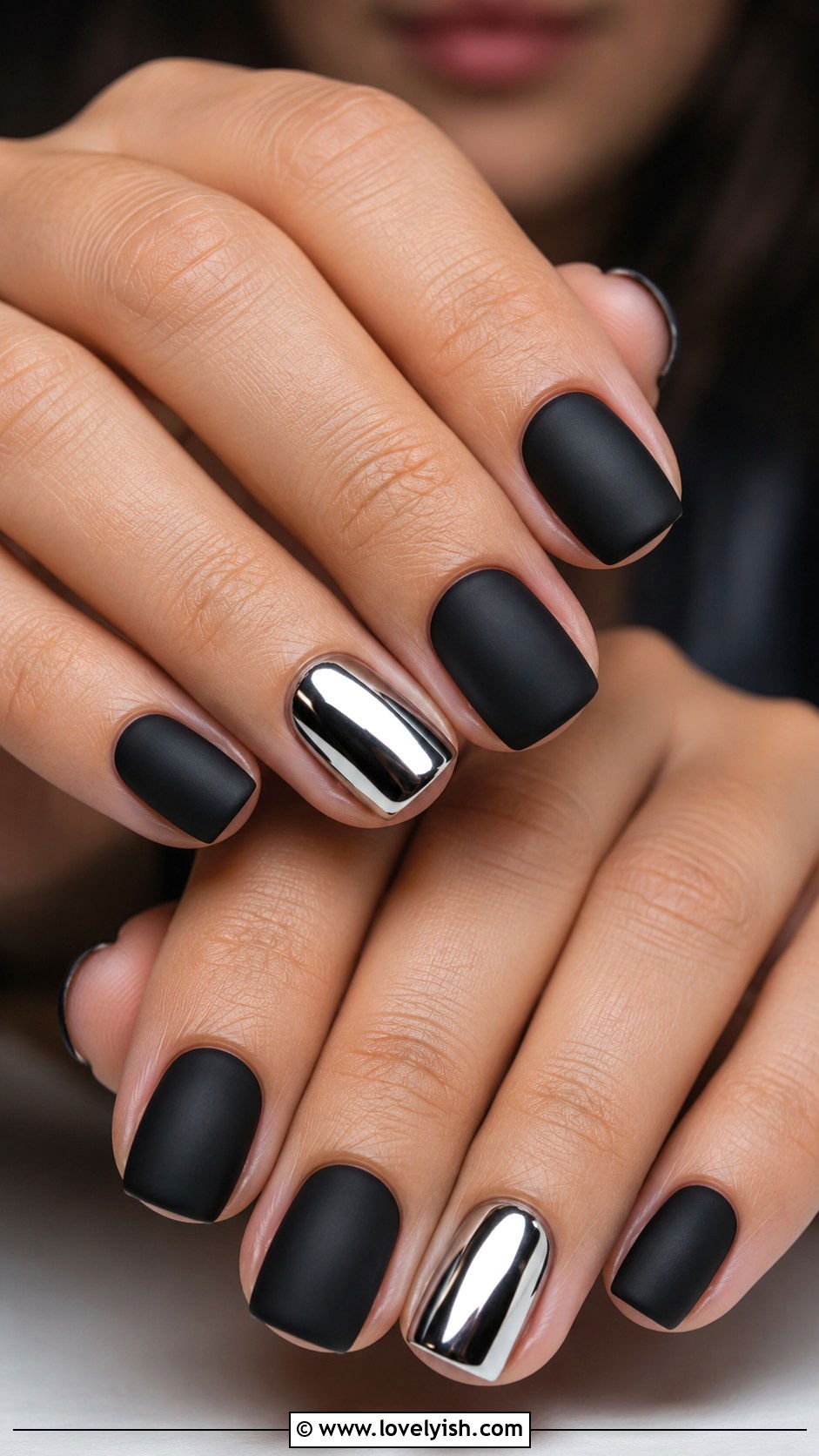 Silver Chrome Accent Nails - 50 mens nail design ideas - 50 mens nail design ideas