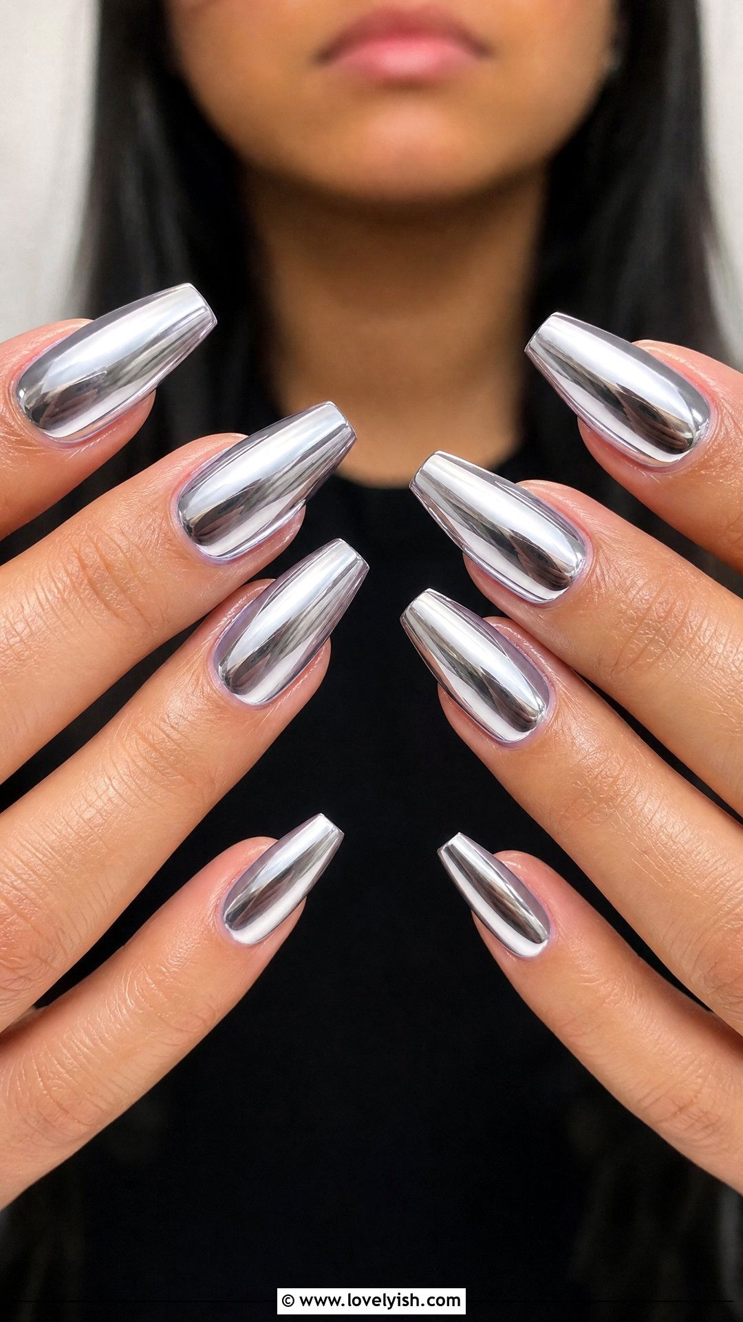 Silver Chrome Acrylic Nails - 25 acrylic nails designs - 25 acrylic nails designs