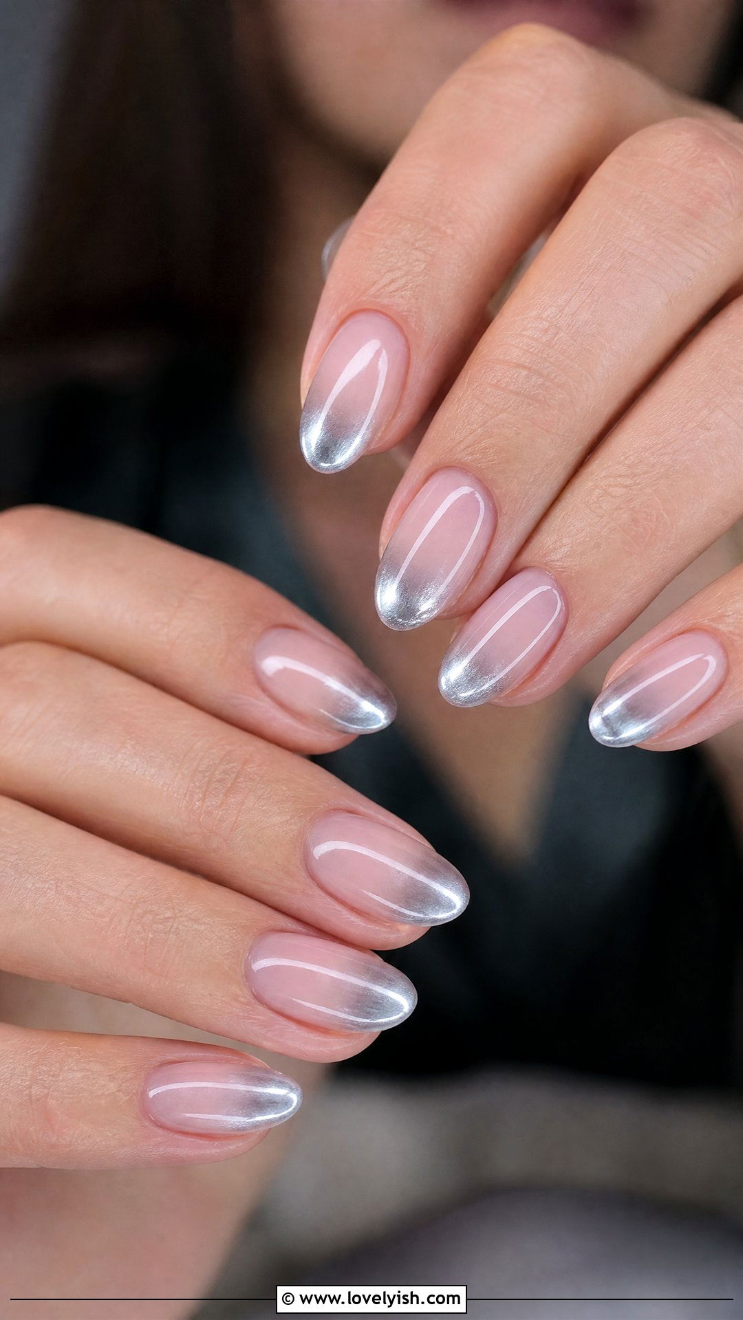 Silver Chrome Aura French Nails - 50 silver chrome nails - 50 silver chrome nails