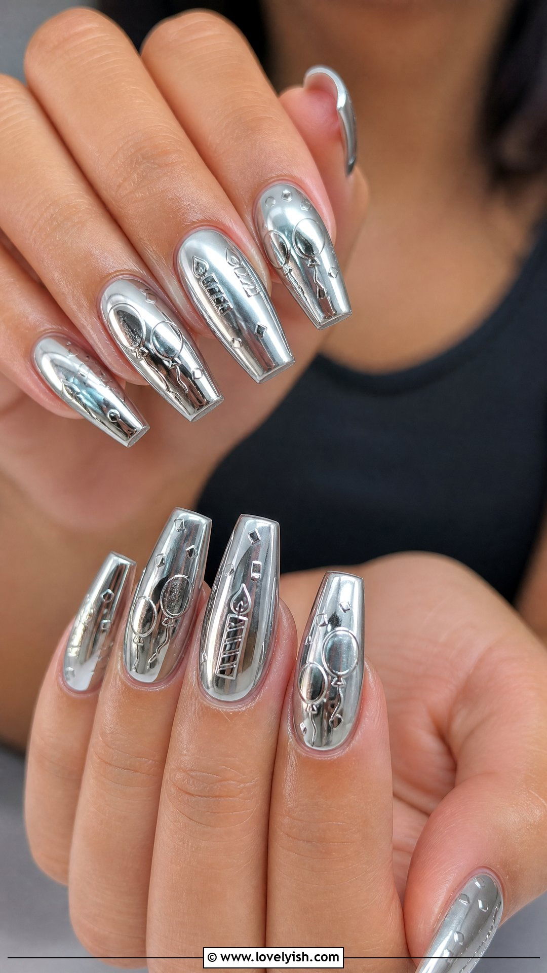 Silver Chrome Birthday Nails - 50 silver chrome nails - 50 silver chrome nails