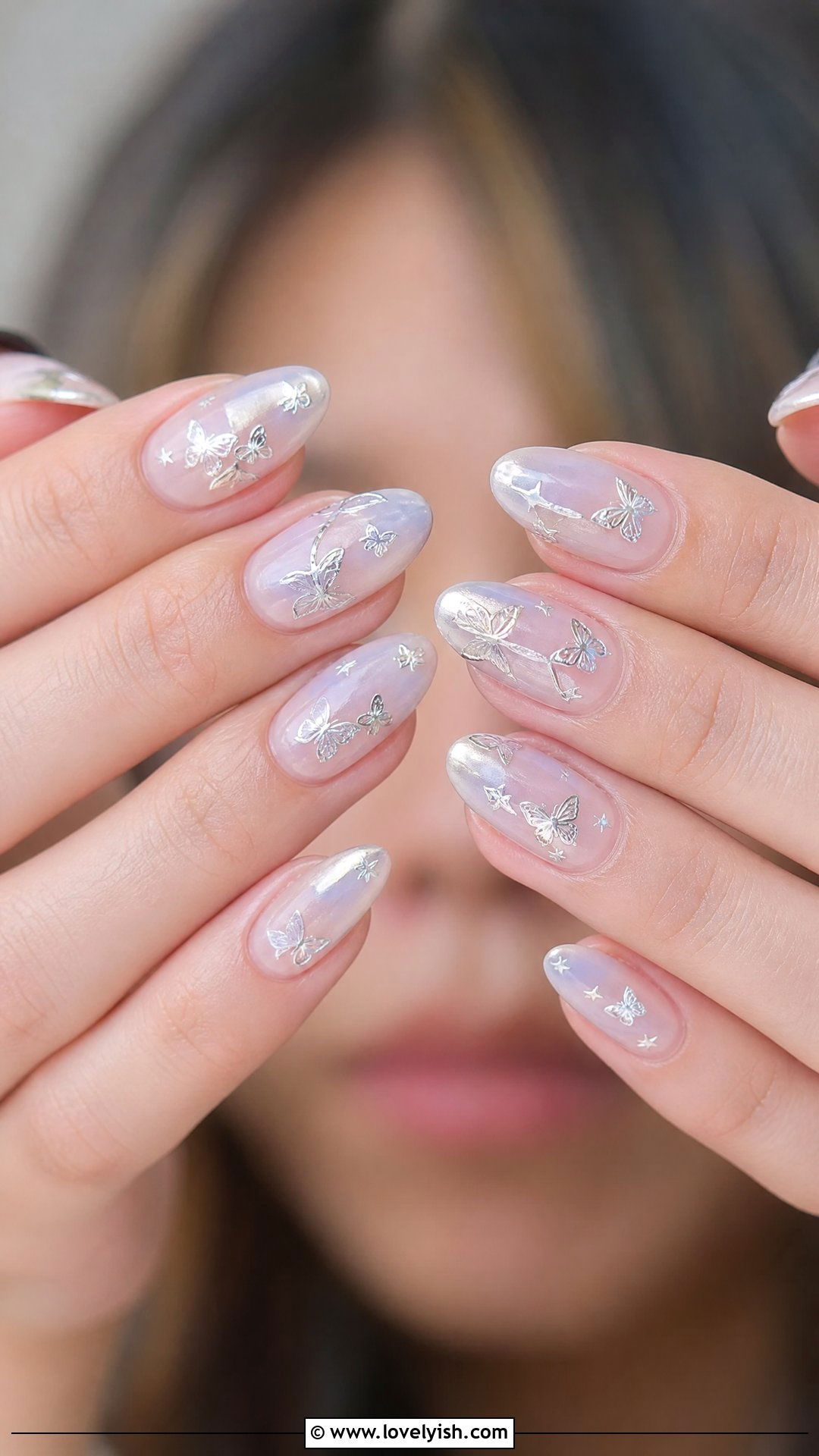 Silver Chrome Butterfly Nails - 50 silver chrome nails - 50 silver chrome nails