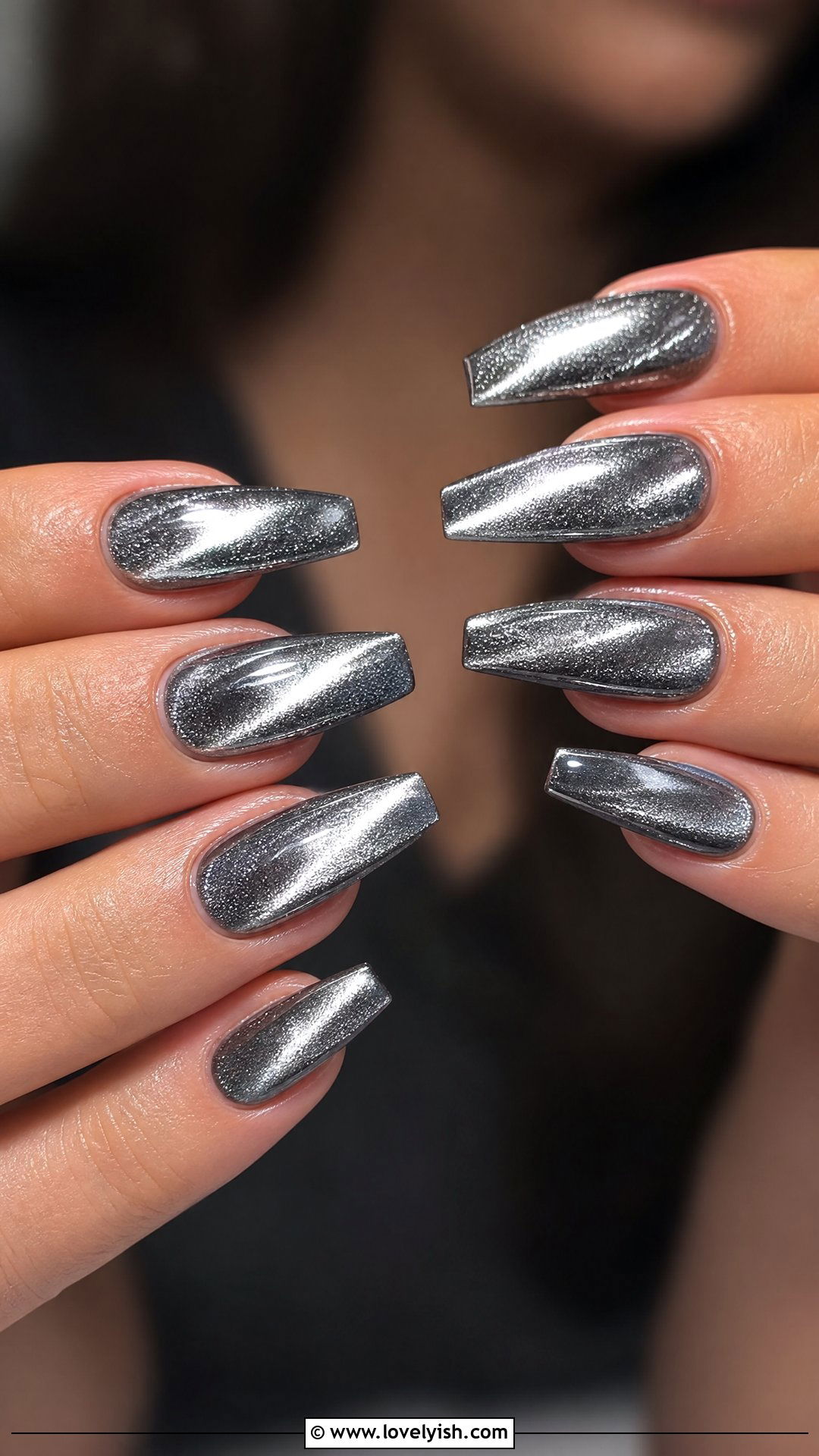 Silver Chrome Cat Eye Nails - 50 cateye nail designs - 50 cateye nail designs