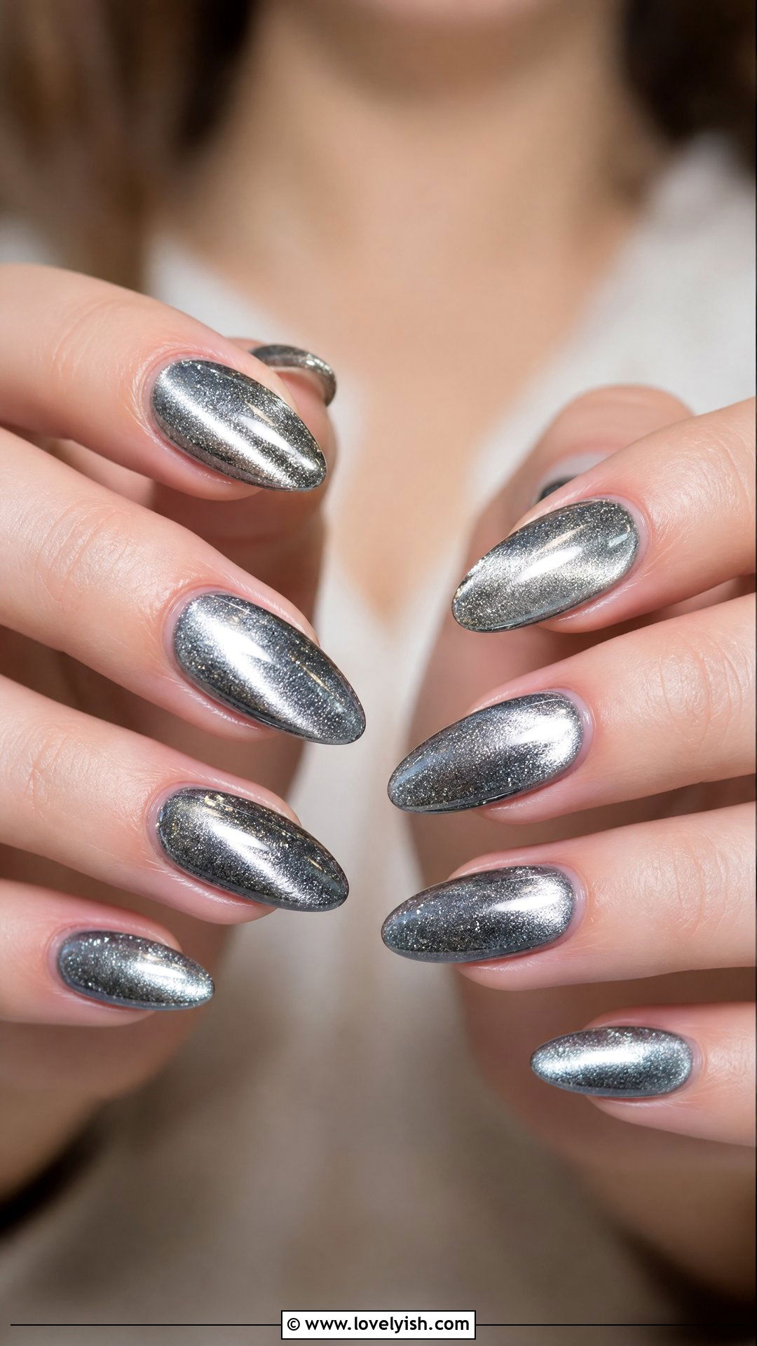 Silver Chrome Cat Eye Nails - 50 silver chrome nails - 50 silver chrome nails