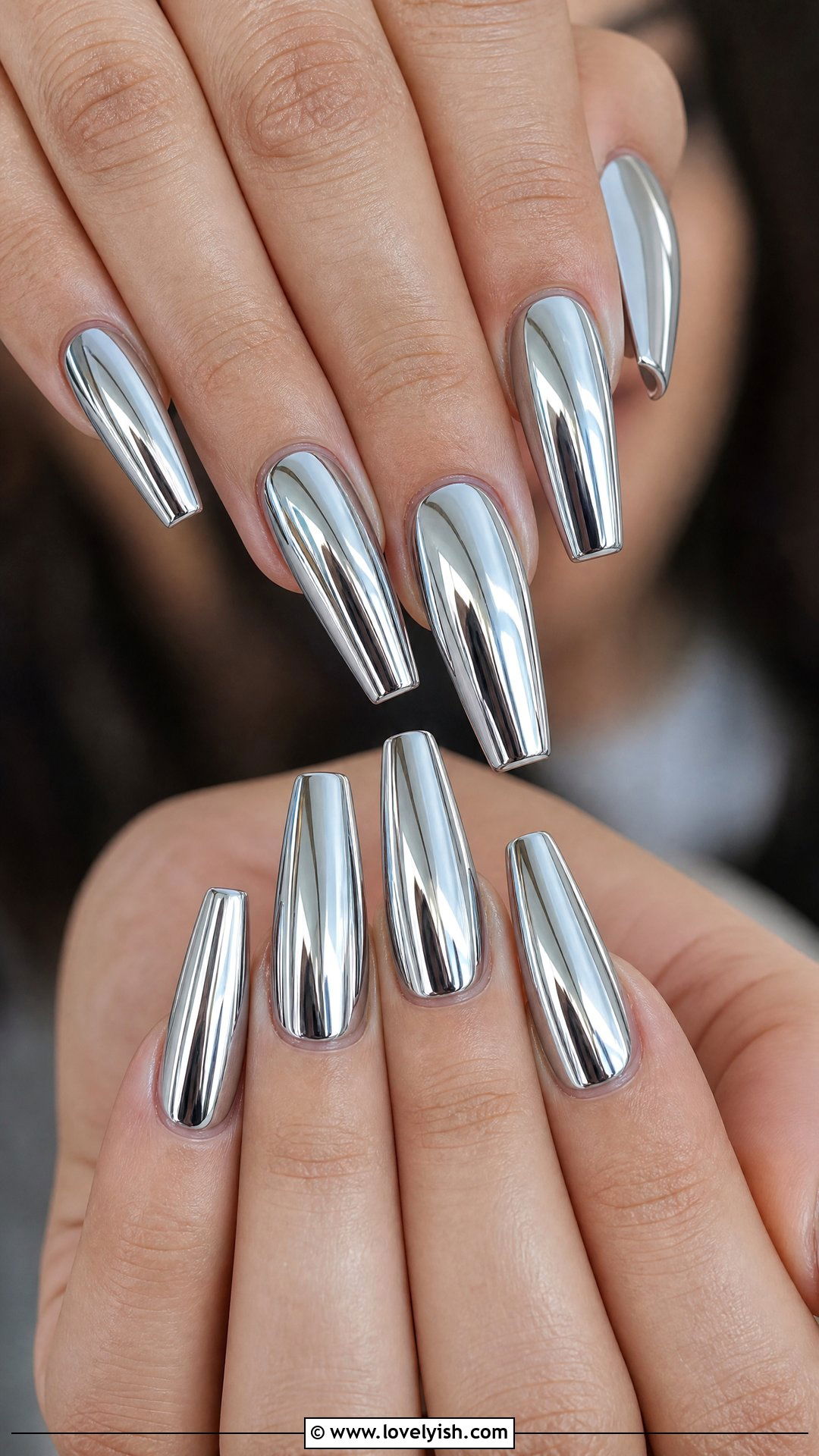 Silver Chrome Coffin Nails - 50 coffin nails - 50 coffin nails