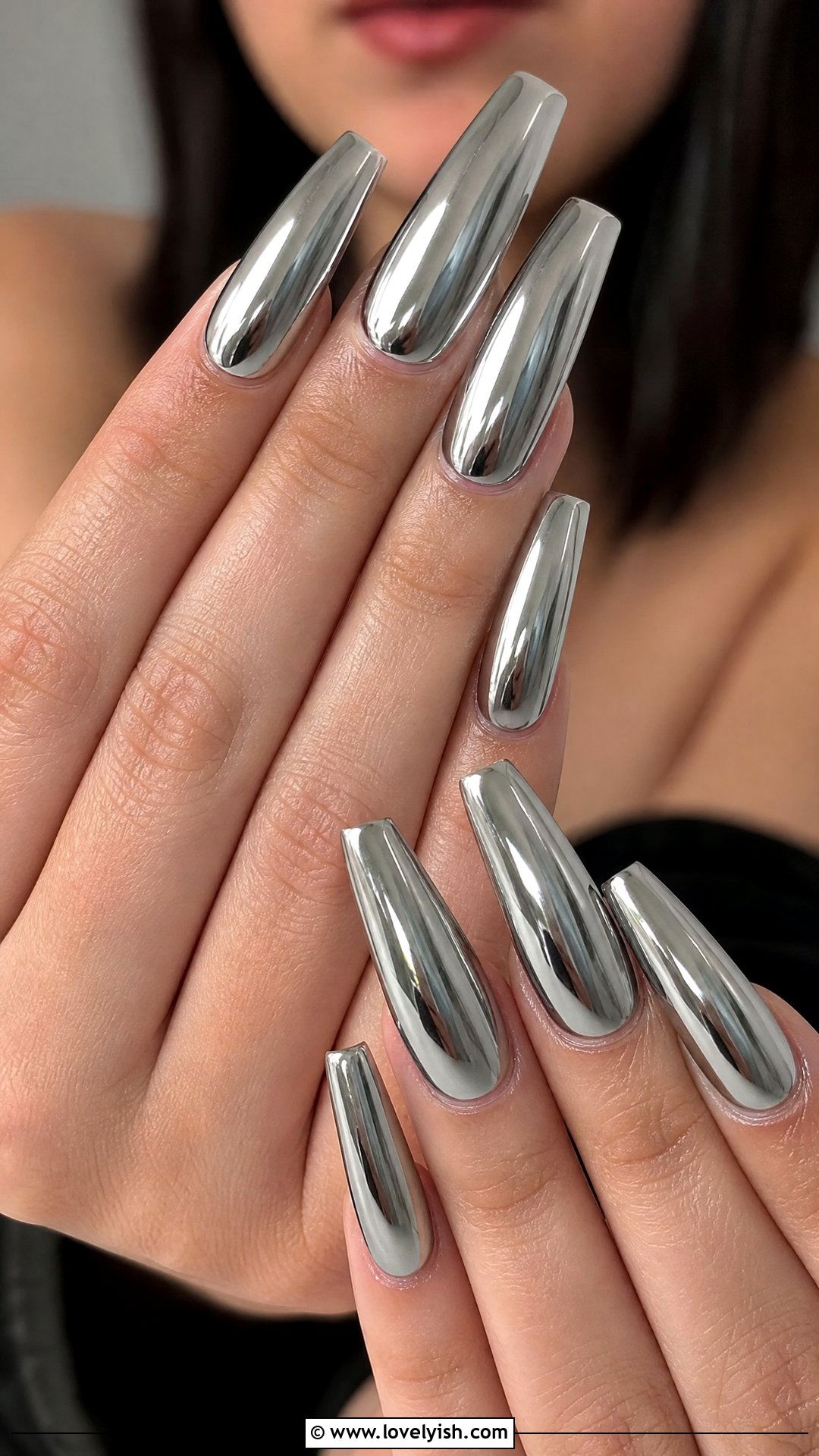 Silver Chrome Coffin Nails - 50 silver chrome nails - 50 silver chrome nails