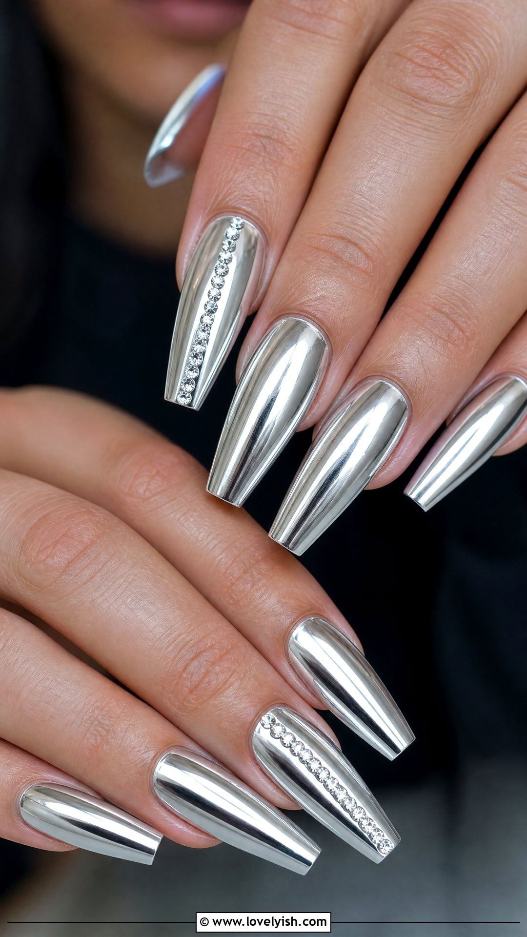 Silver Chrome Diamond Nails - 50 diamond nails - 50 diamond nails