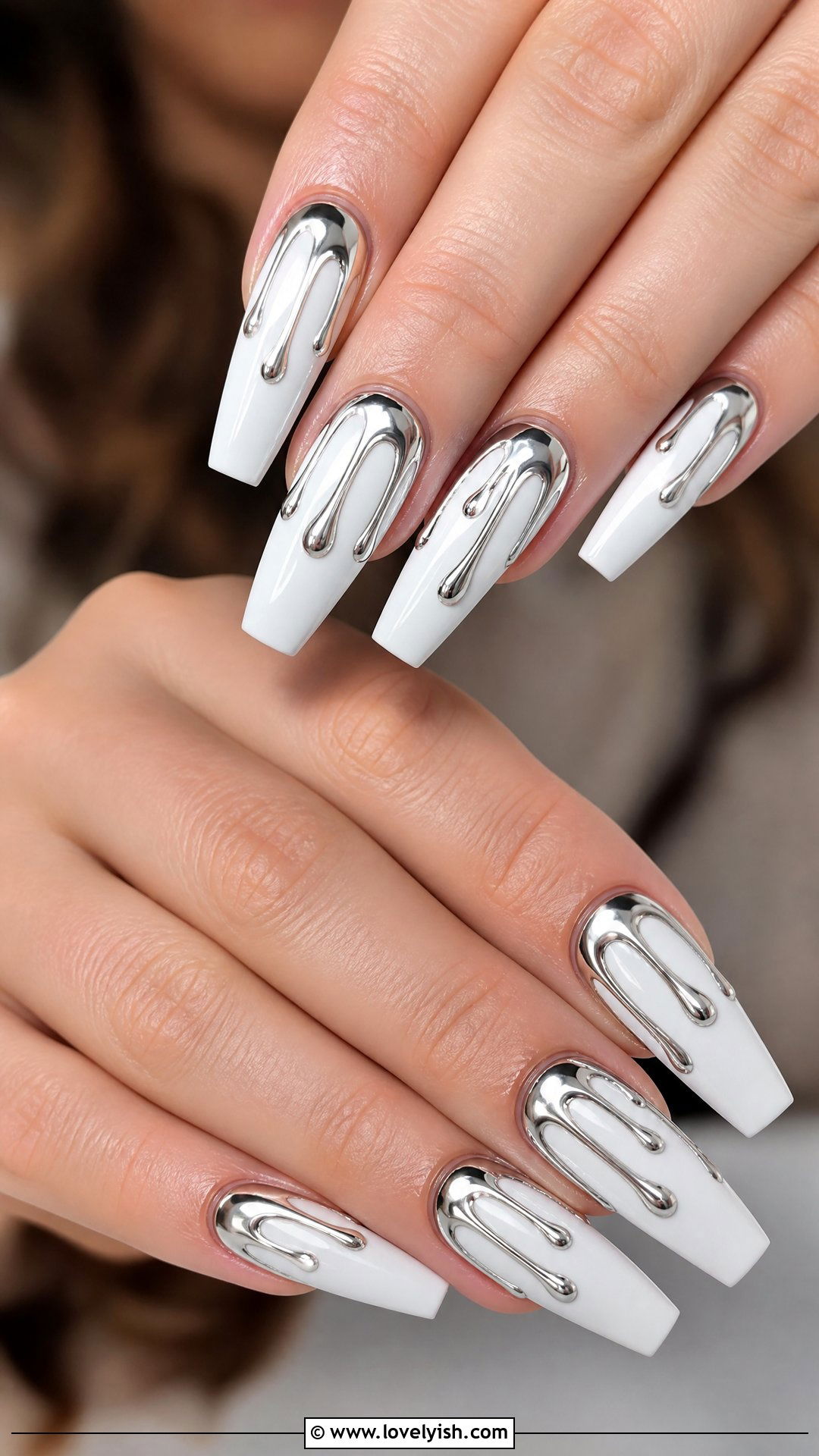 Silver Chrome Drip Nails - 50 silver chrome nails - 50 silver chrome nails