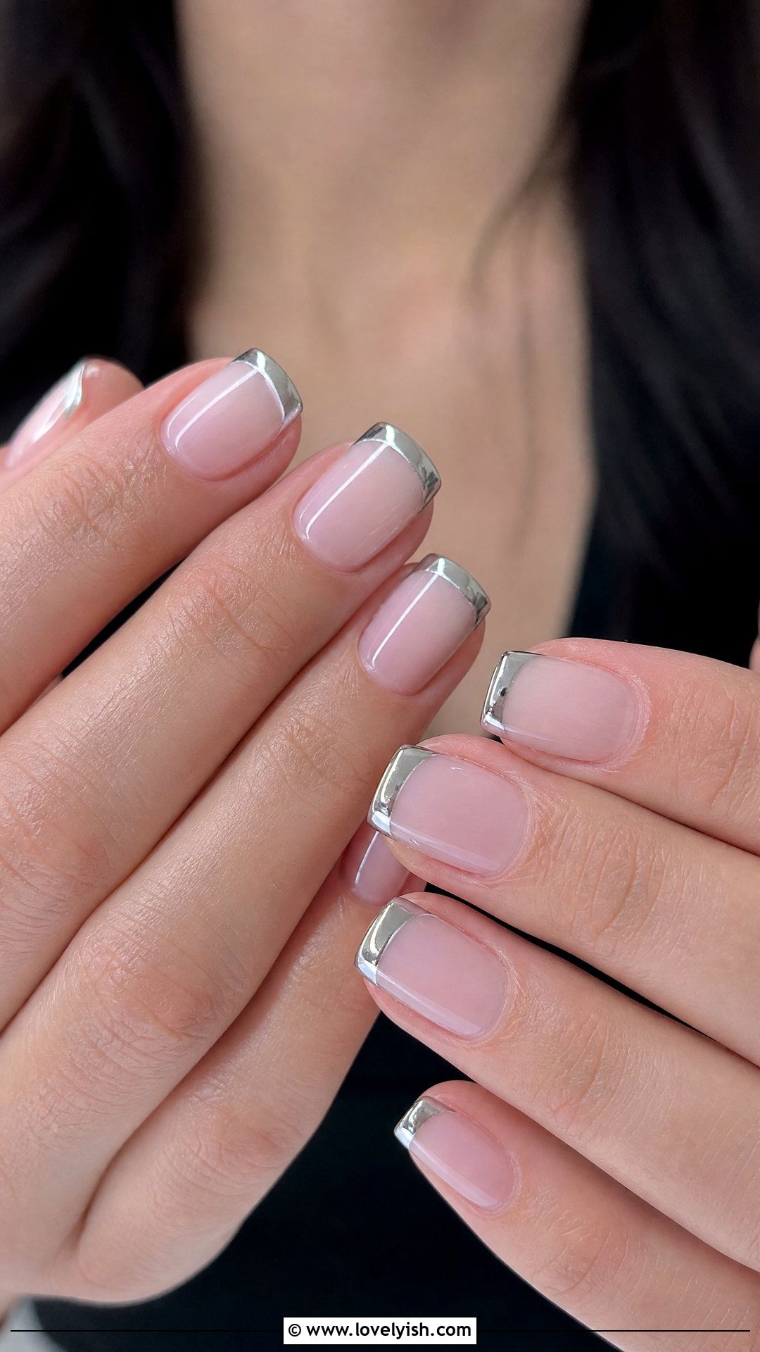 Silver Chrome French Tip Nails - 50 silver nails - 50 silver nails