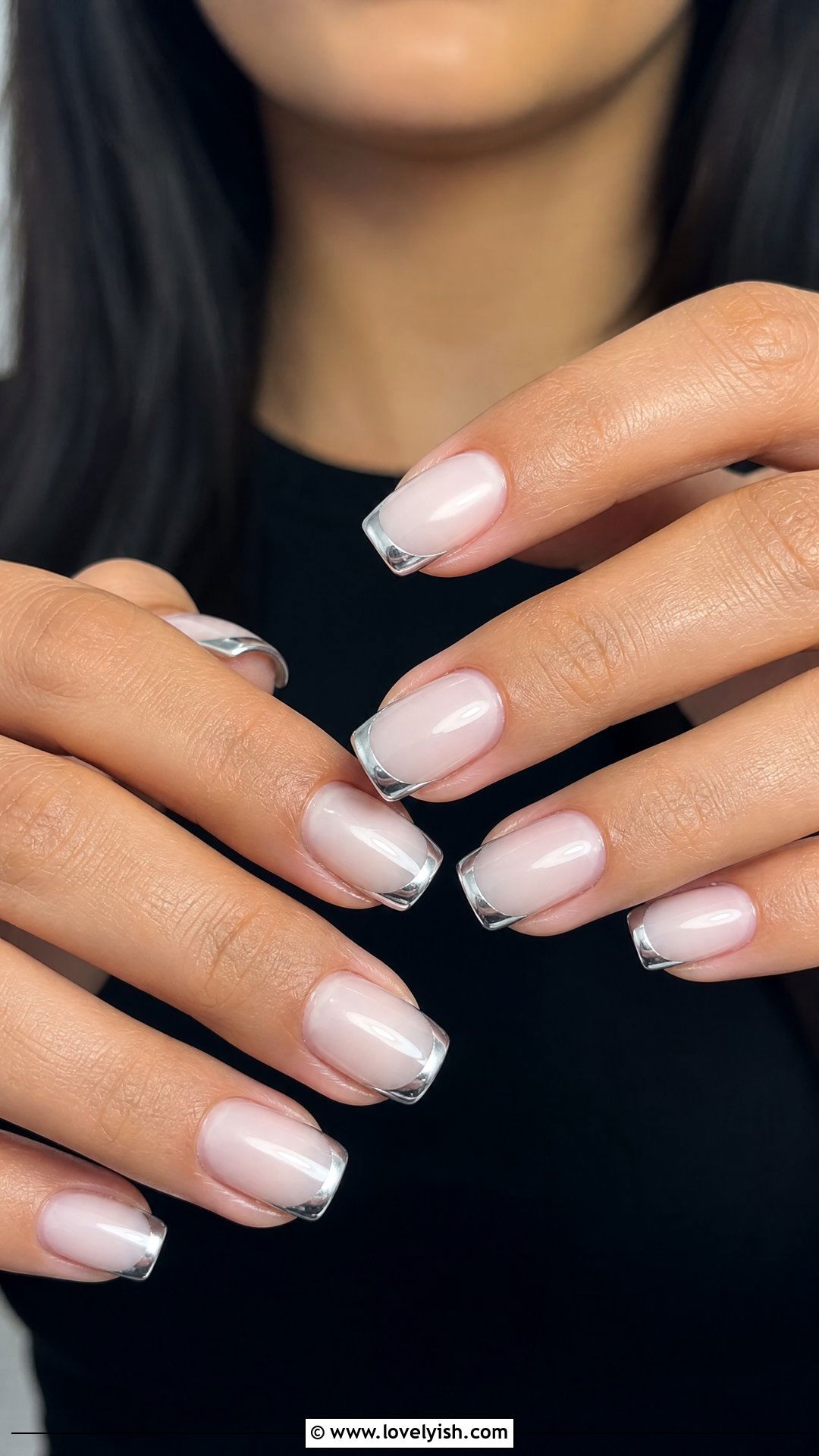 Silver Chrome French Tip Nails - 25 chrome nails design ideas - 25 chrome nails design ideas