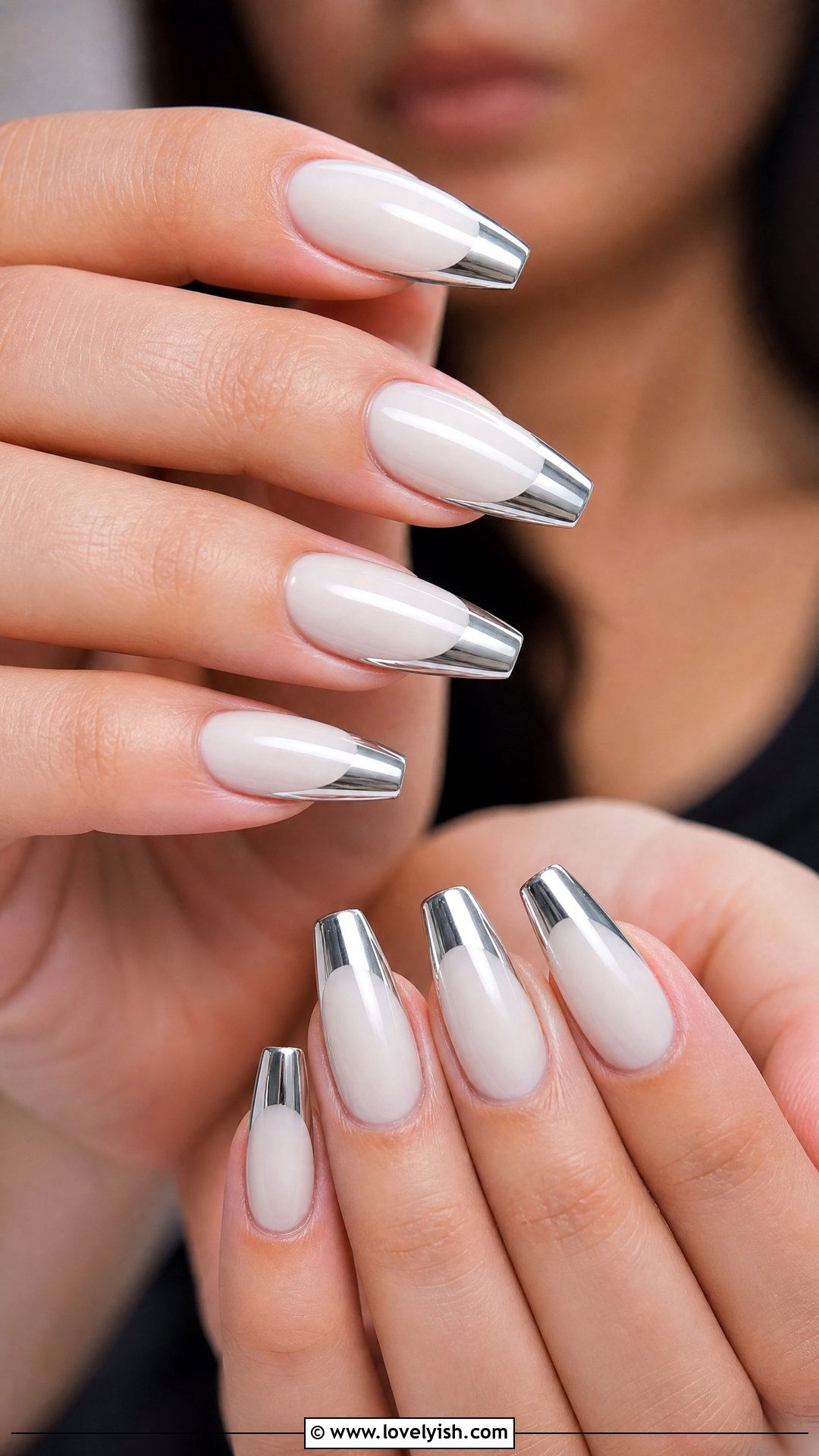 Silver Chrome French Tip - 50 cute french tip nail designs - 50 cute french tip nail designs