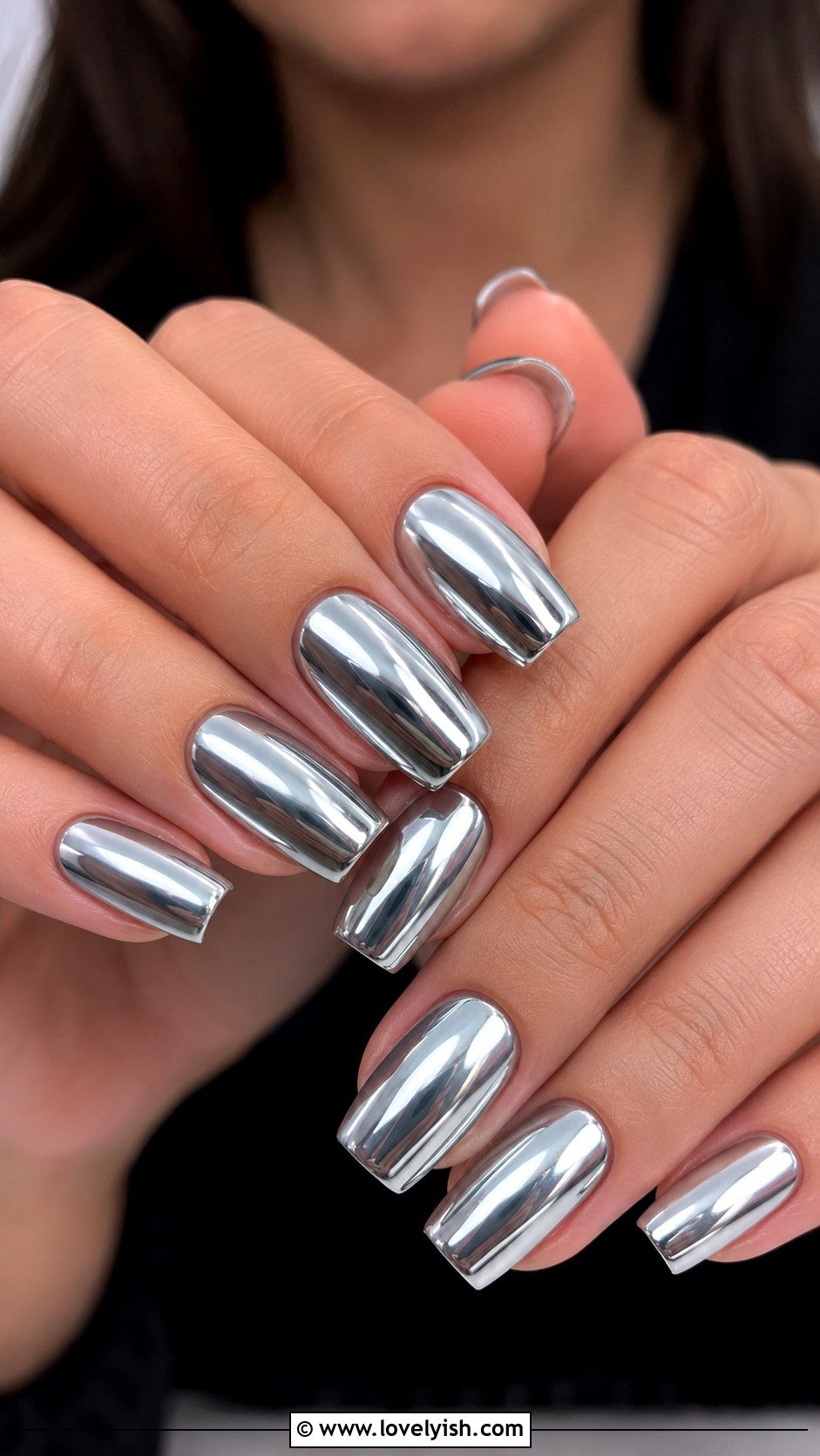 Silver Chrome Full Set Y2K Nails - 25 y2k nail designs - 25 y2k nail designs