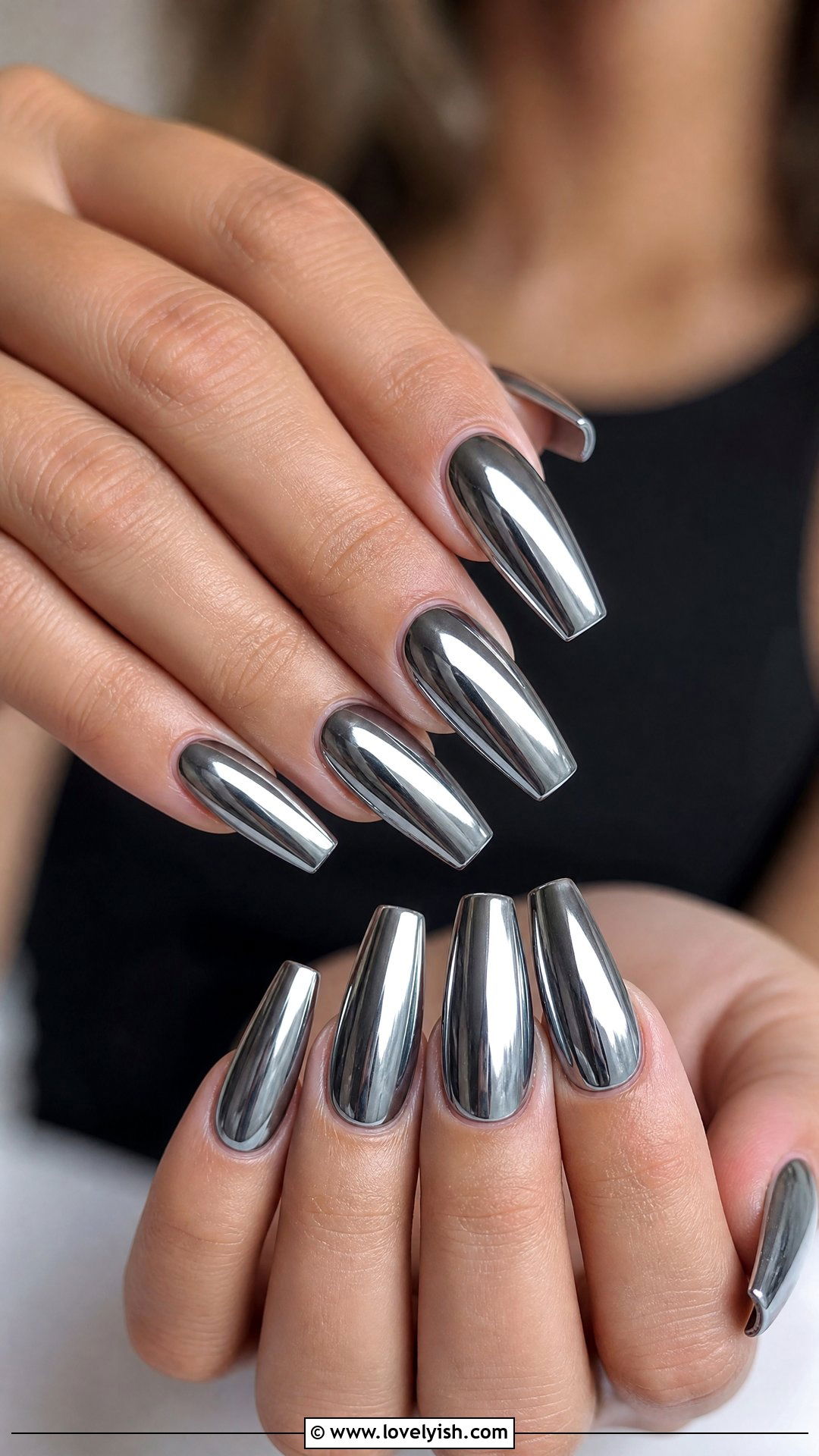 Silver Chrome Gel Nails - 50 gel manicure - 50 gel manicure
