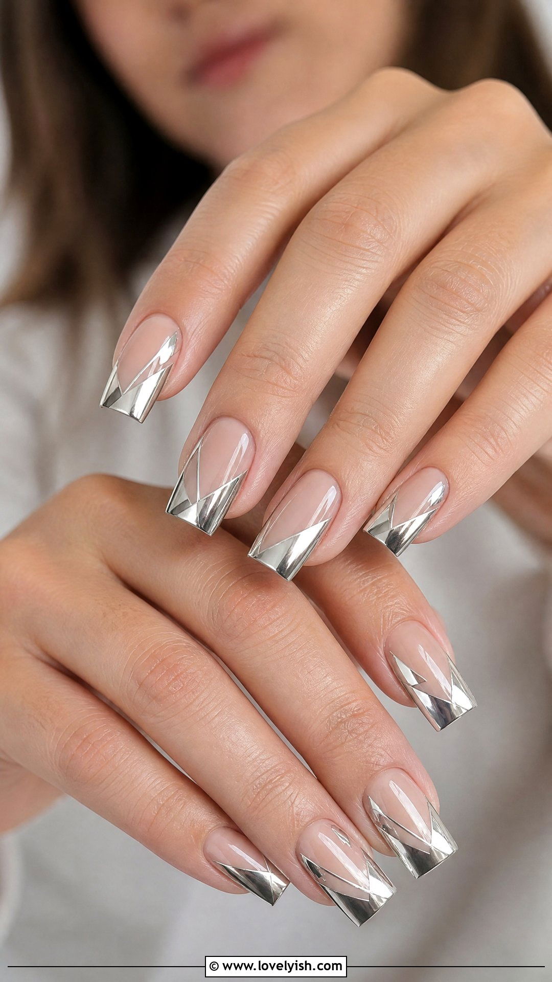Silver Chrome Geometric Nails - 50 silver chrome nails - 50 silver chrome nails