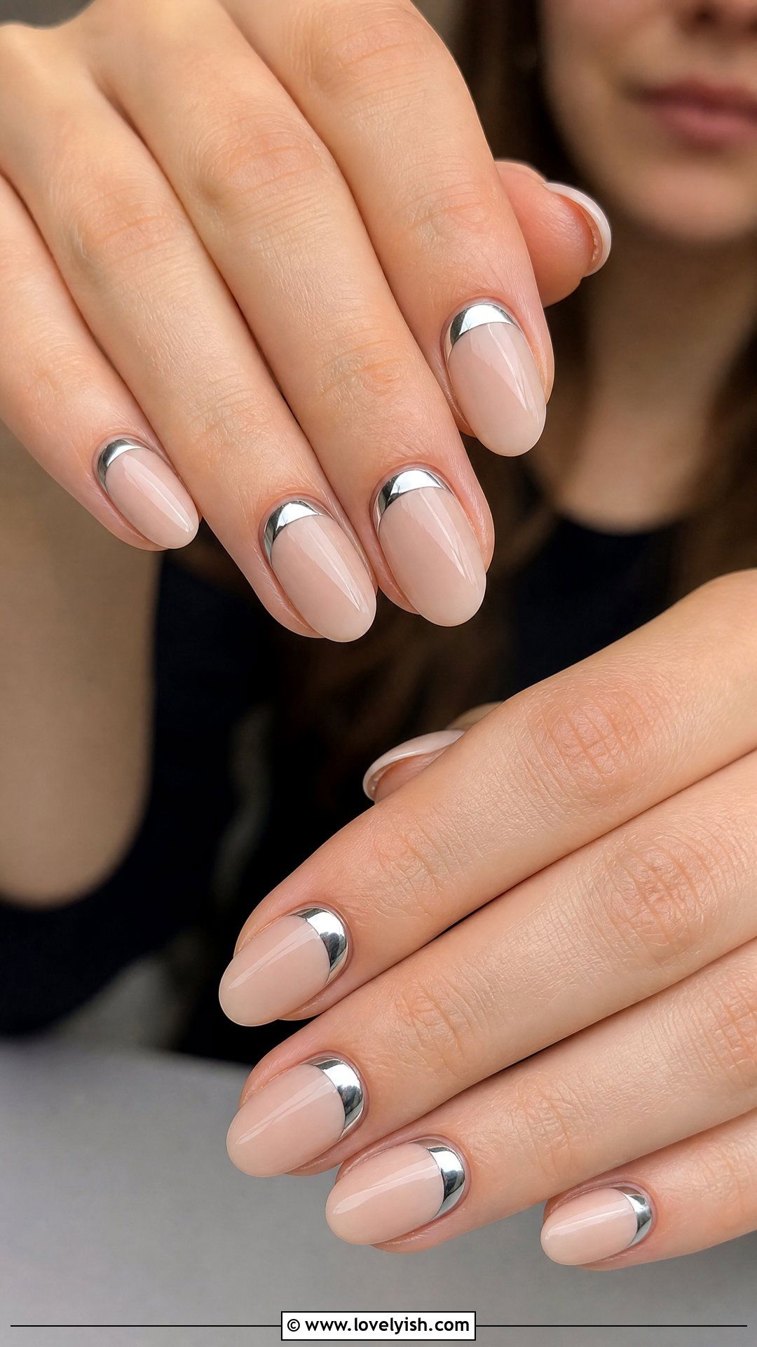 Silver Chrome Half Moon Nails - 50 silver chrome nails - 50 silver chrome nails