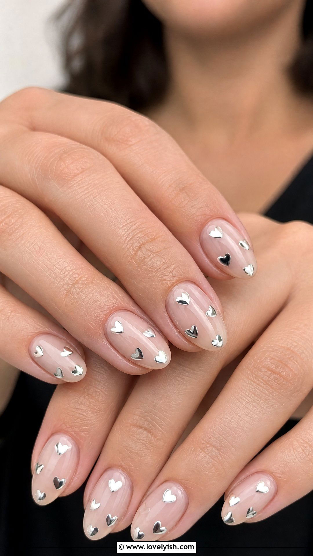 Silver Chrome Heart Nails - 50 silver chrome nails - 50 silver chrome nails