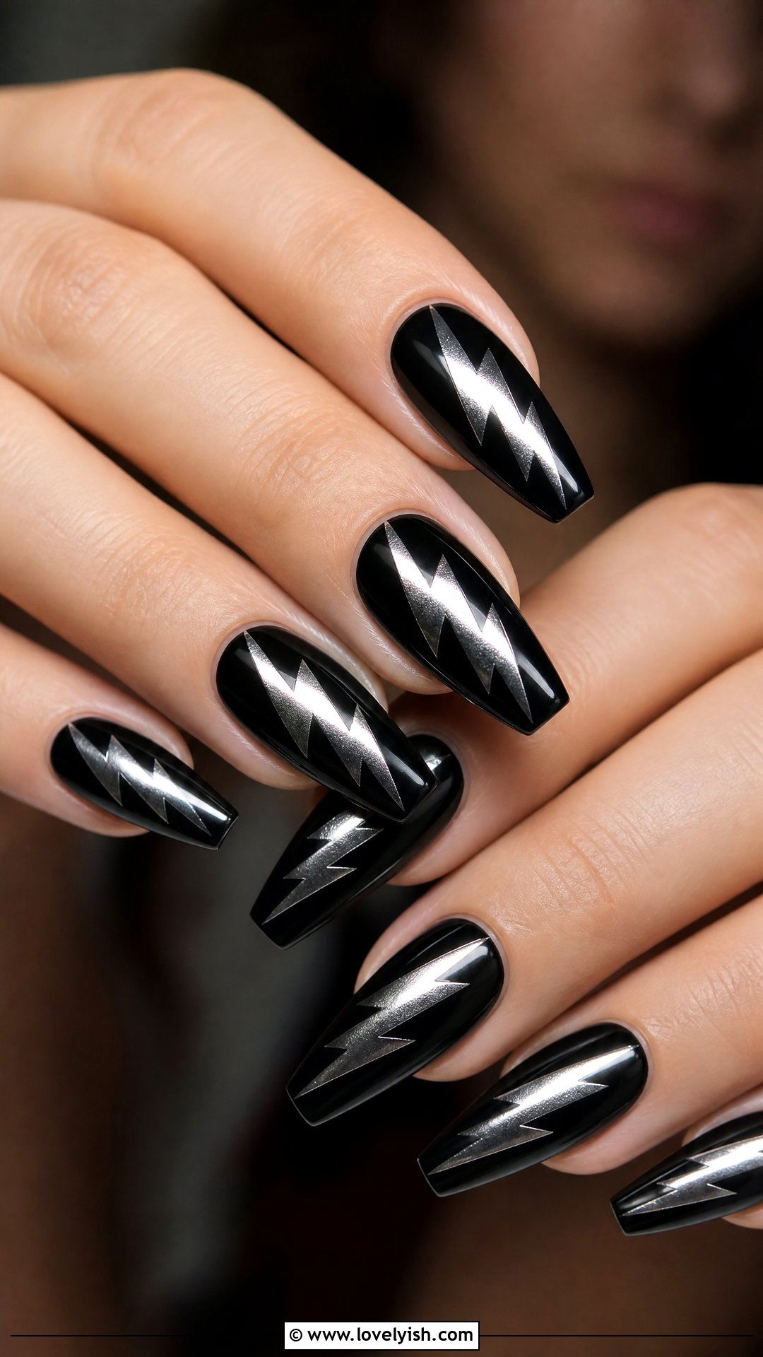 Silver Chrome Lightning Bolt Nails - 50 silver chrome nails - 50 silver chrome nails